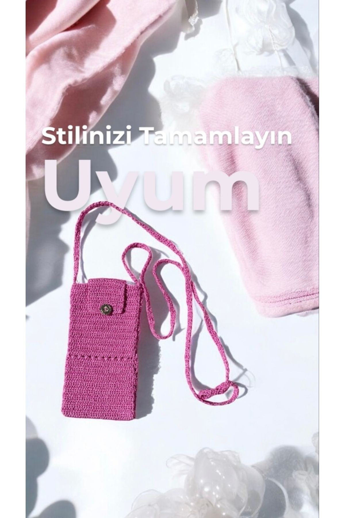 Gök Accessories Mor Lila Renk El Örgüsü Telefon Kılıfı – Şık ve Tek Adet