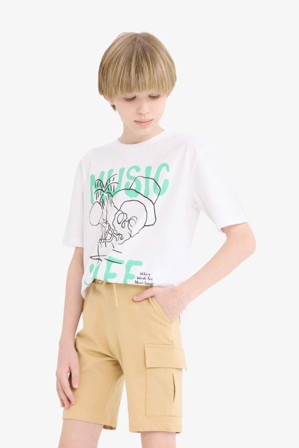 DeFacto-Tricou cu mânecă scurtă cu imprimeu pentru băiat, sezon nou 3