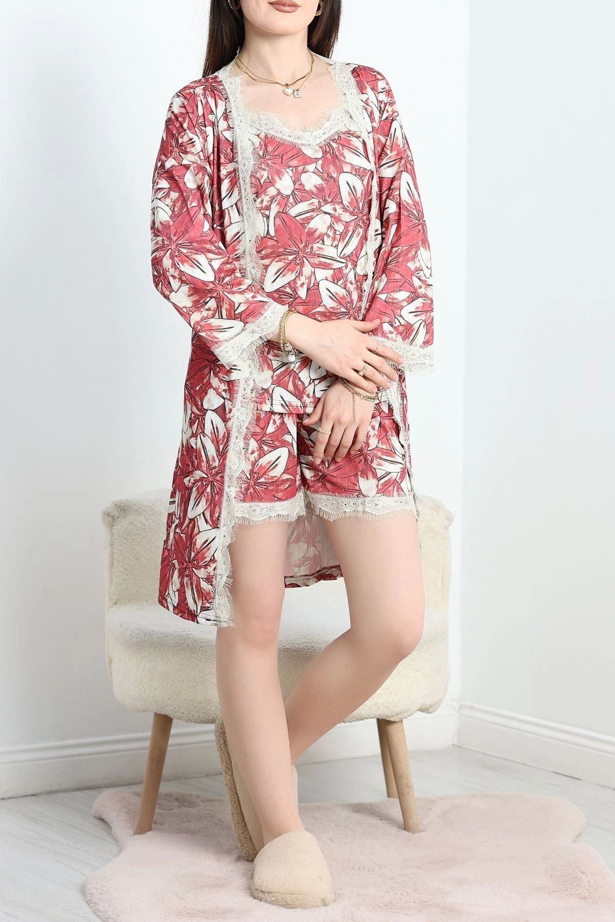 OurStyles Pegasus Şortlu 3Lü Pijama Takımı Pembe - 50568.1049.