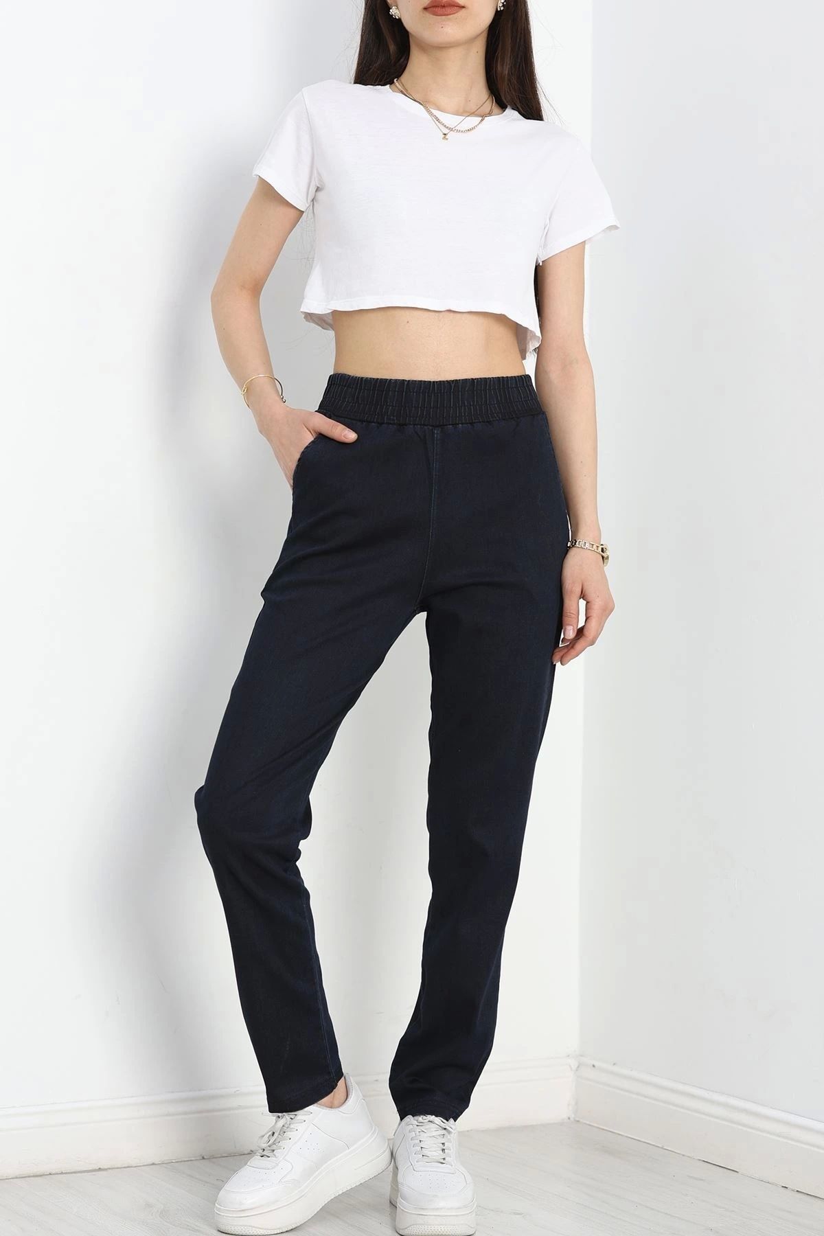 OurStyles Orta Kalınlıkta Lastikli Pantolon Lacivert - 40763.1431.