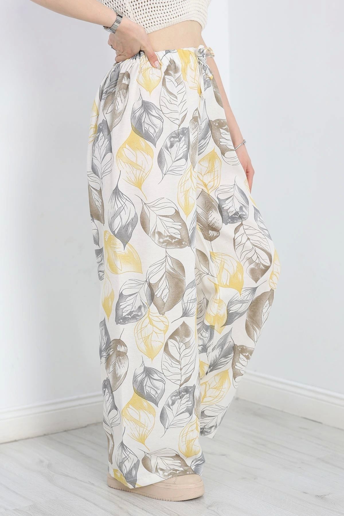 OurStyles Desenli Keten Pantolon Grisarı - 40991.701.