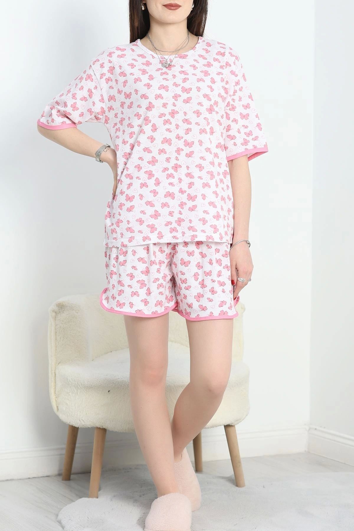 OurStyles Şortlu Biyeli Takım Beyazpembe - 50085.1857.
