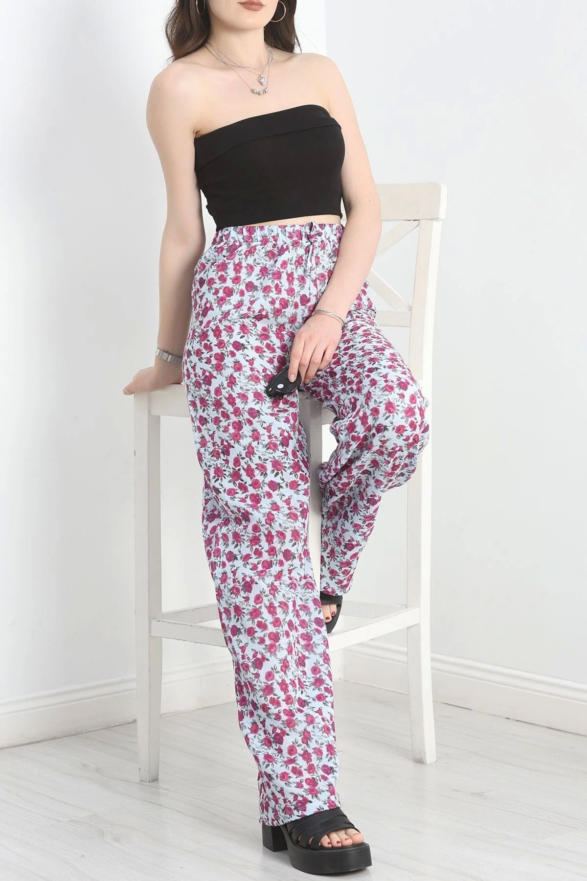 OurStyles Desenli Keten Pantolon Bebemavi - 40997.701.