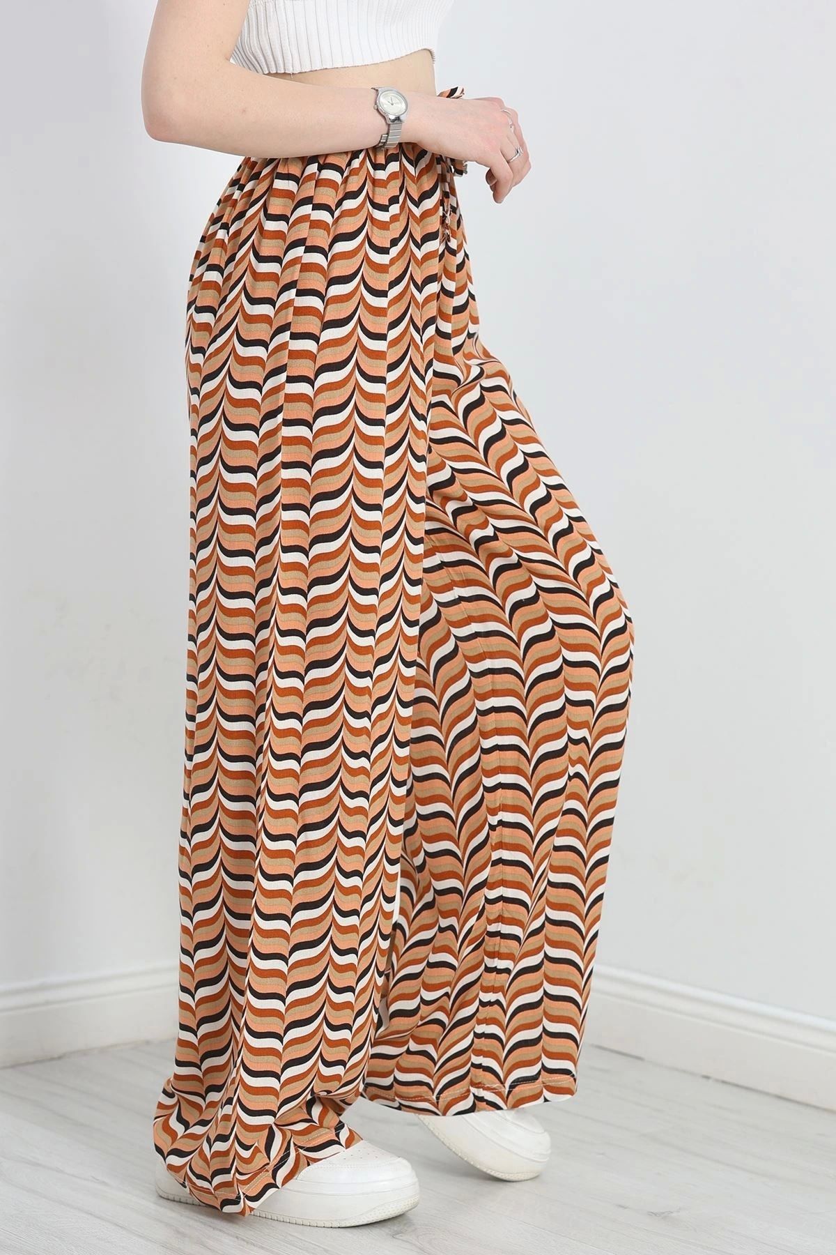 OurStyles Desenli Viskon Pantolon Pudrasiyah - 40988.701.