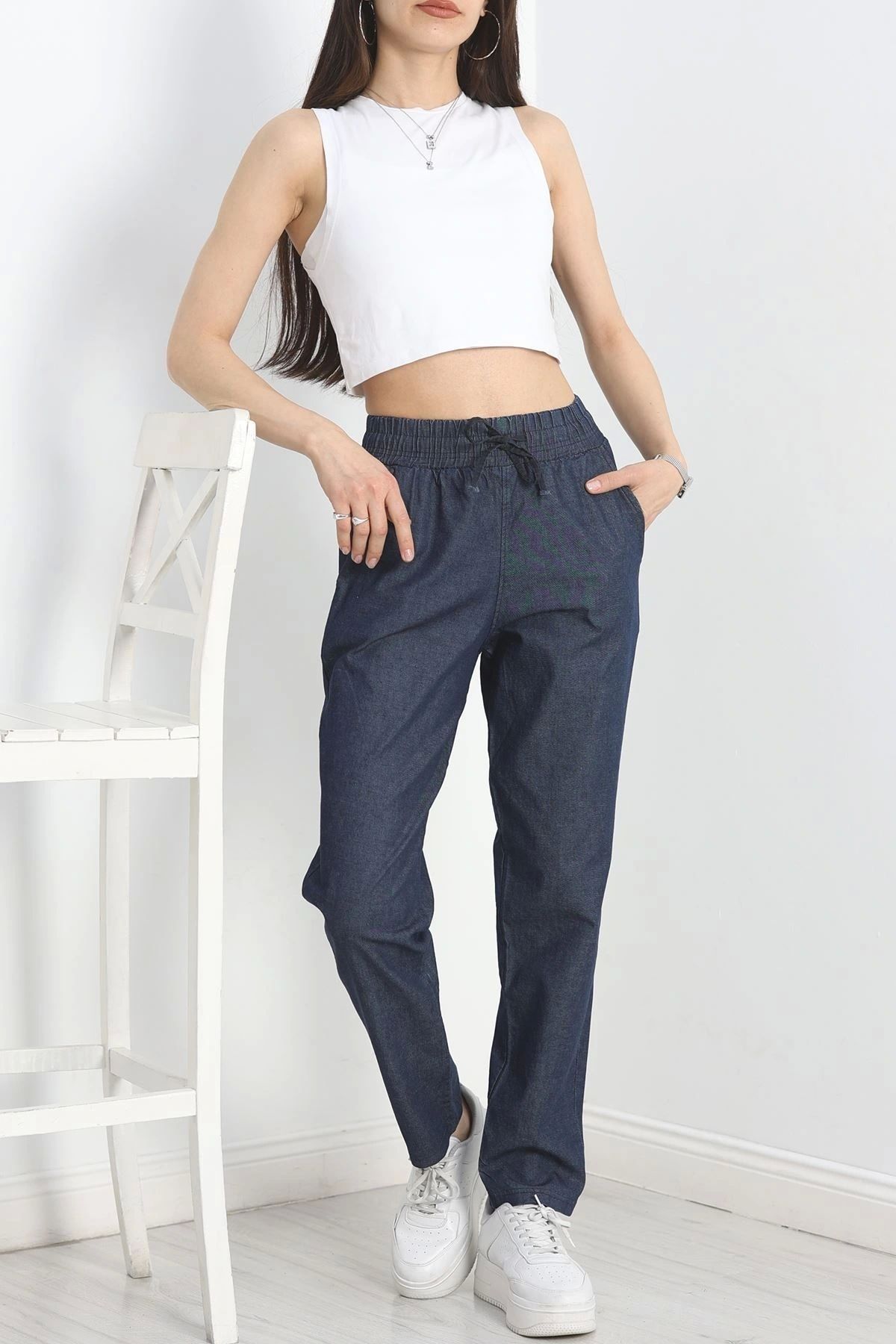 OurStyles Bel Lastikli Pantolon Koyumavi2 - 40744.1431.