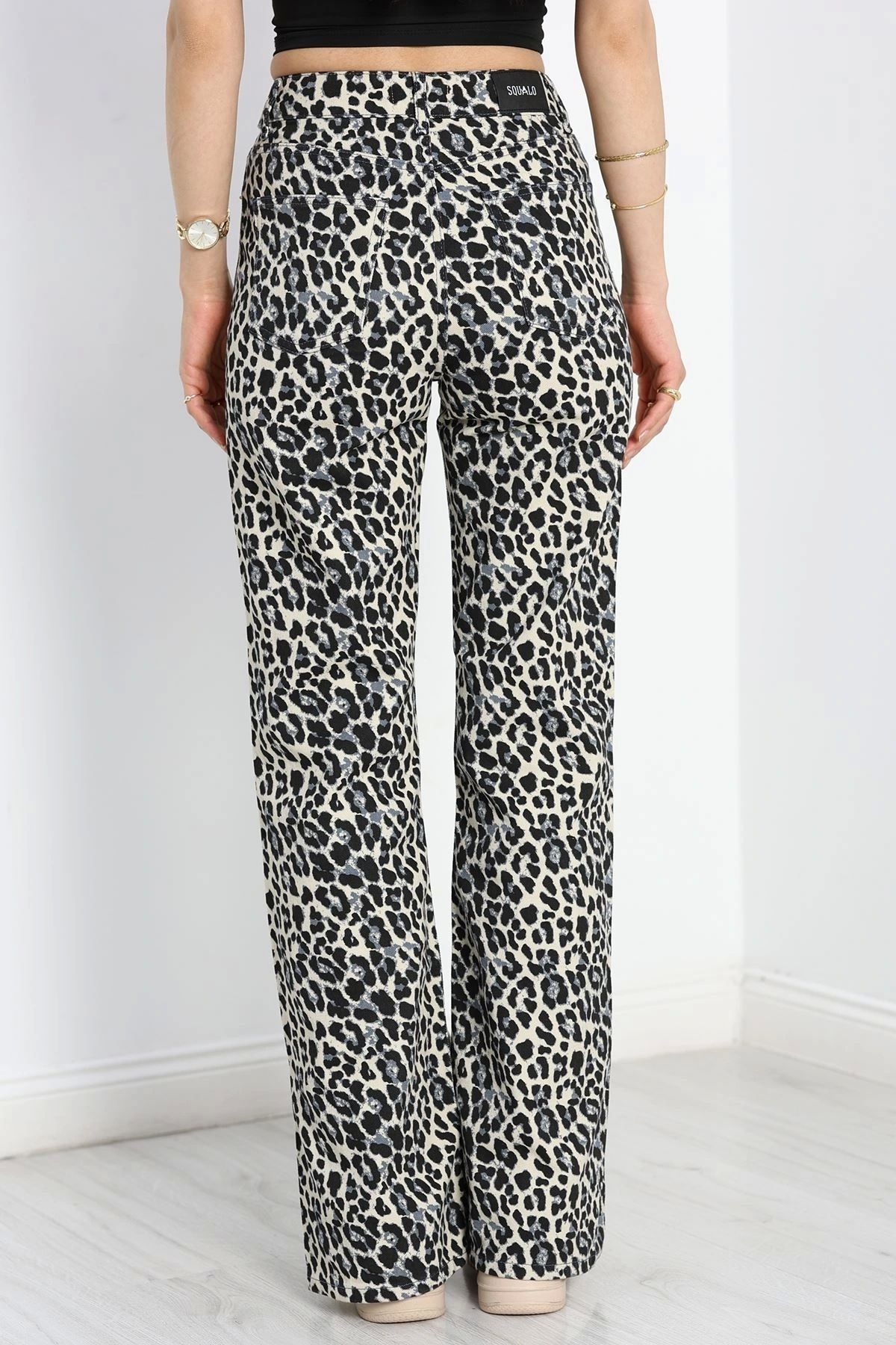 OurStyles Yırtmaçlı Palazzo Kot Pantolon Leopar - 30581.1966.