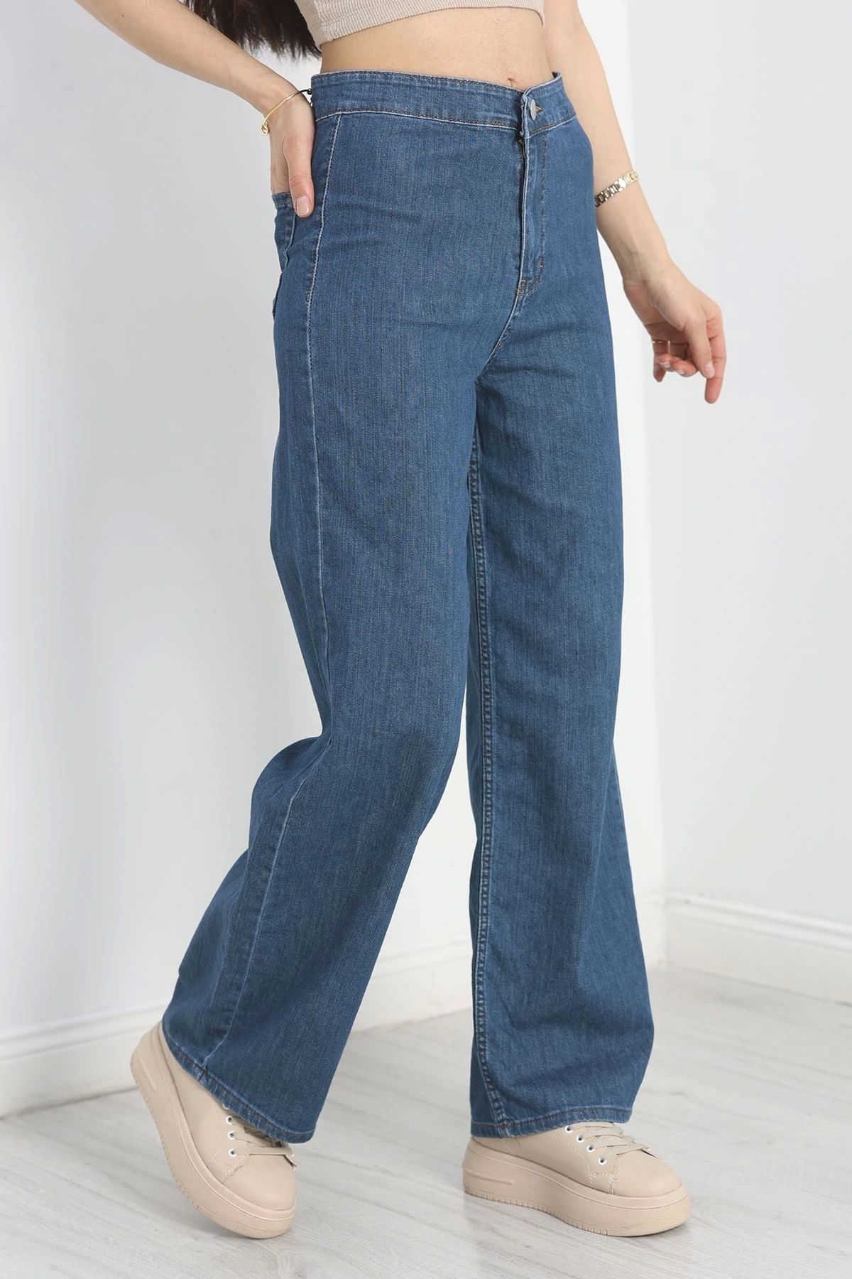 OurStyles Cepsiz Palazzo Kot Pantolon Mavi5 - 40466.1431.