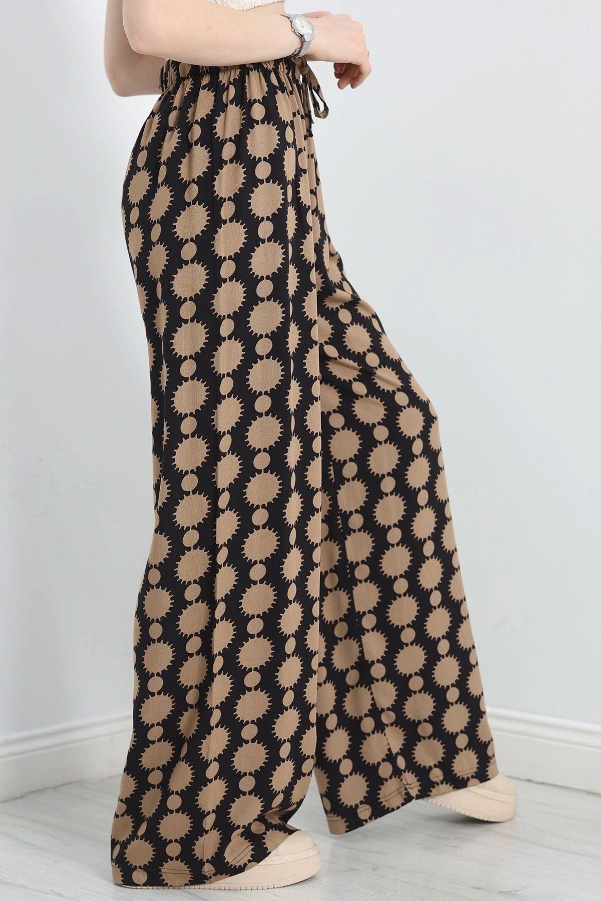 OurStyles Desenli Viskon Pantolon Kahvesiyah - 40988.701.