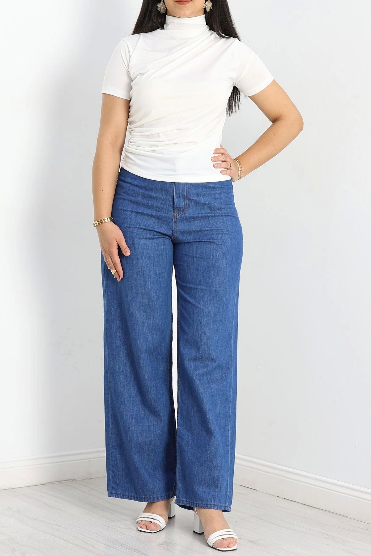 OurStyles Büyük Beden Drapeli Sandy Bluz Ekru - 70094.1949.
