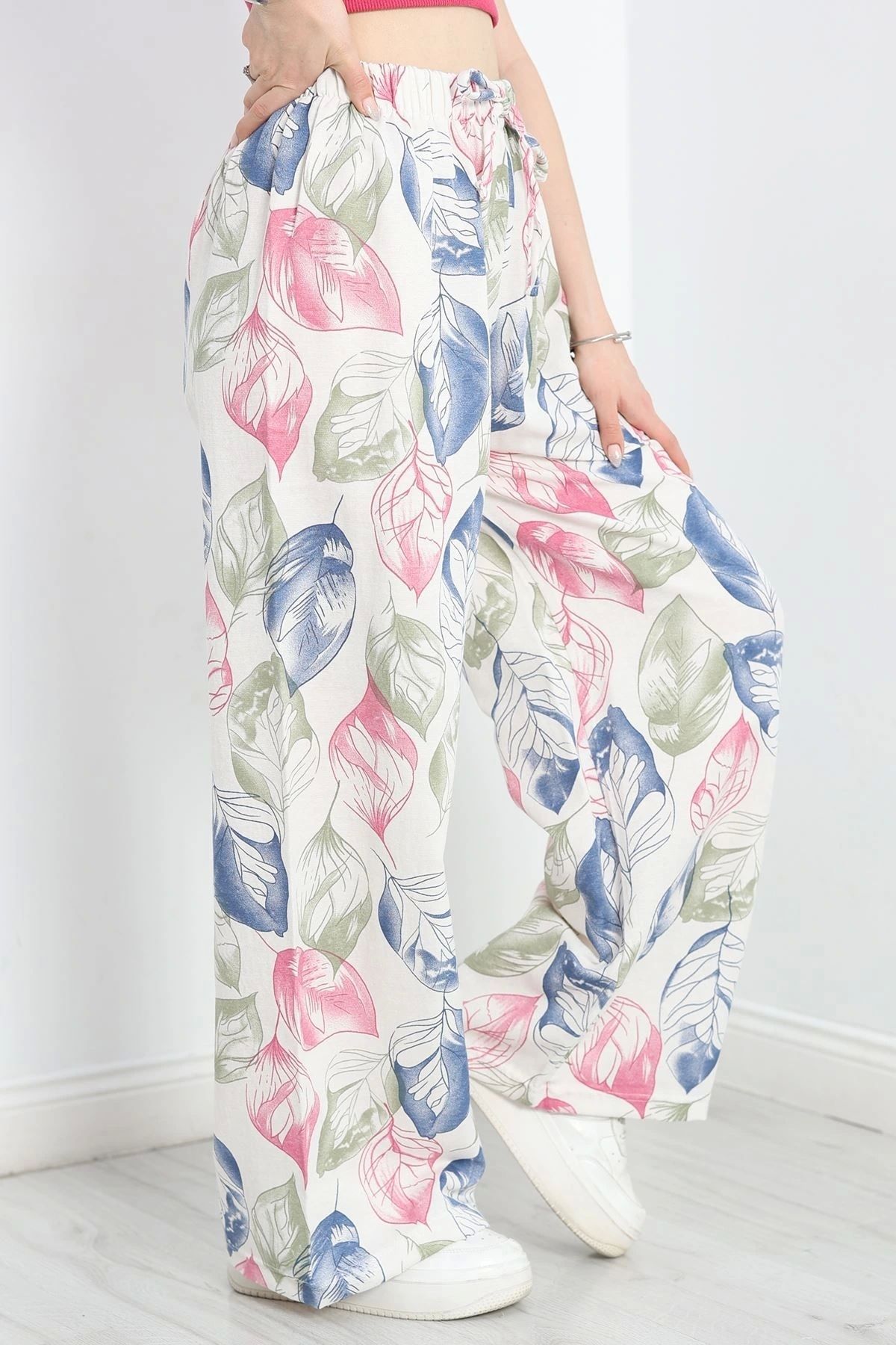 OurStyles Desenli Keten Pantolon Pembelaci - 40991.701.