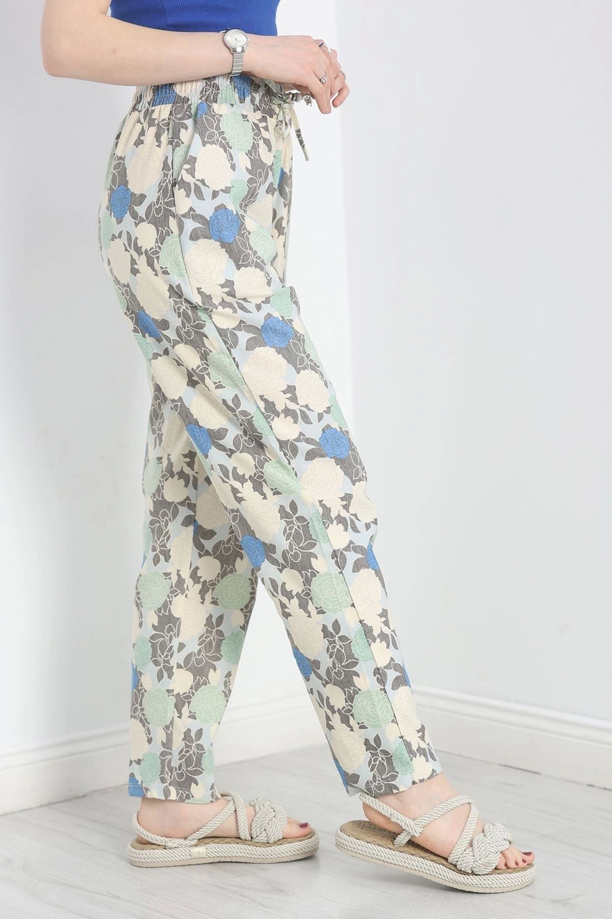 OurStyles Desenli Dokuma Pantolon Mintçiçek - 70046.1837.