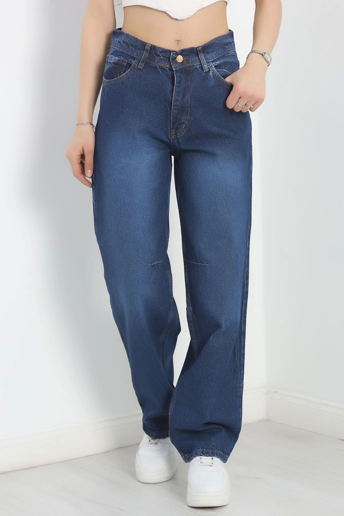 OurStyles Pileli Baggy Kot Pantolon Koyumavi - 40061.925.