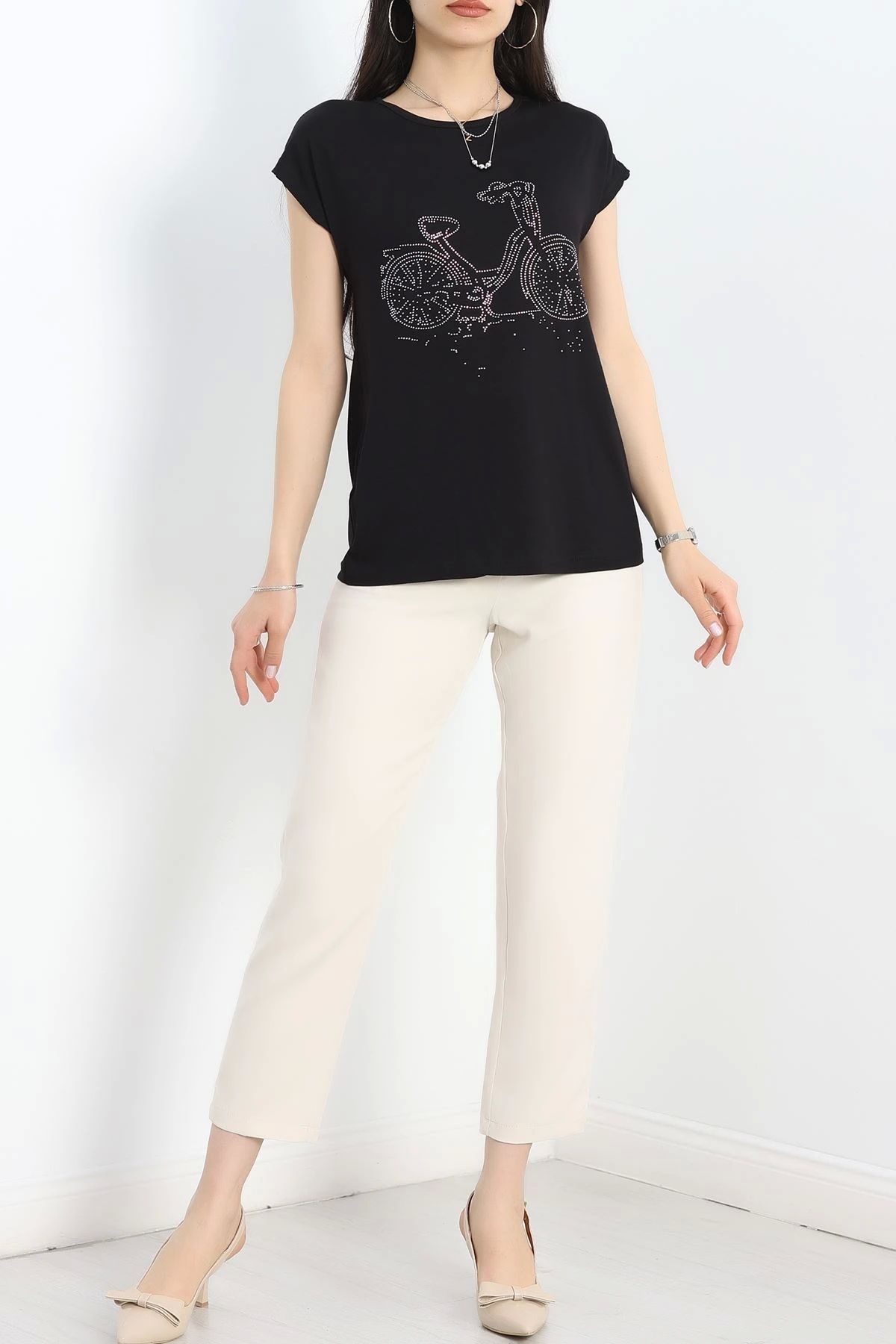 OurStyles Taş Detay Viskon Bluz Siyah - 40650.599.