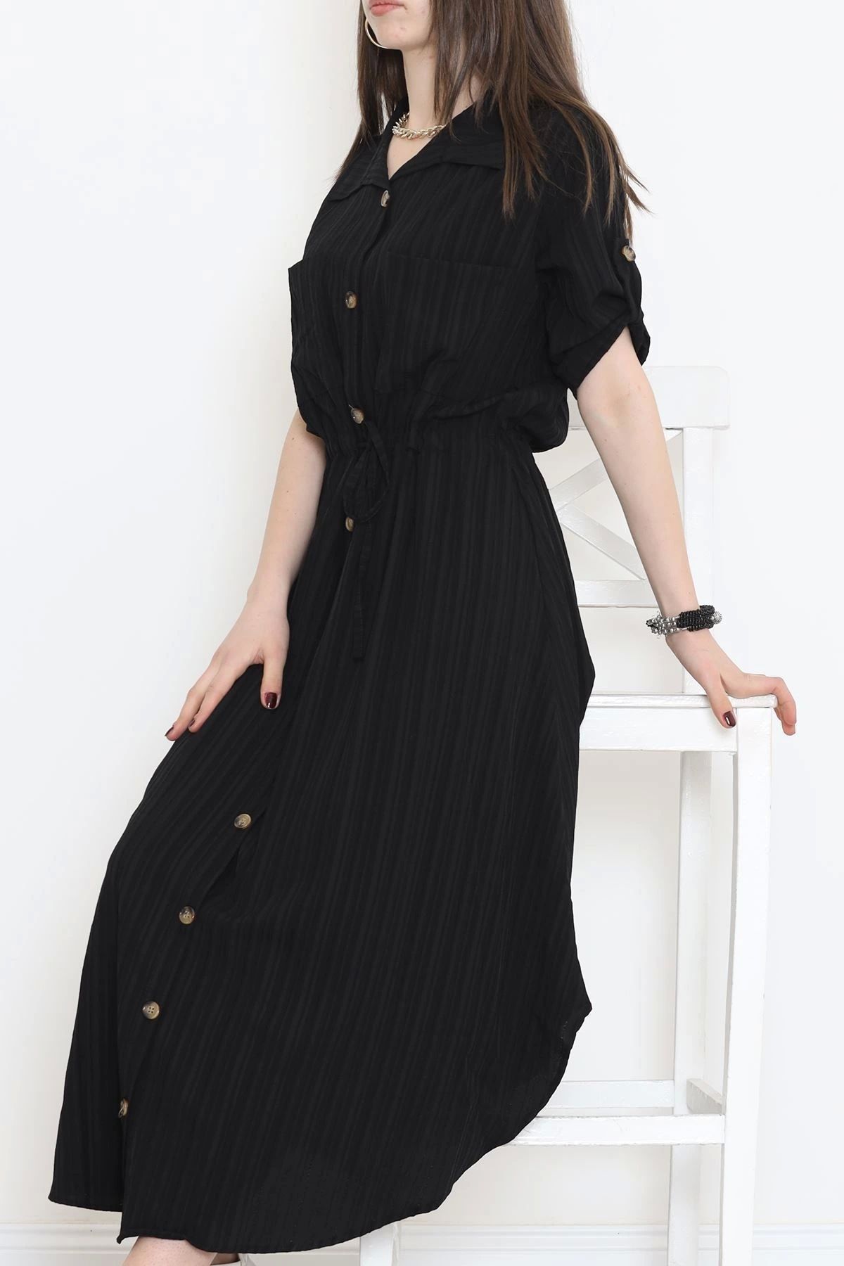 OurStyles Çift Cepli Elbise Siyah - 152343.701.