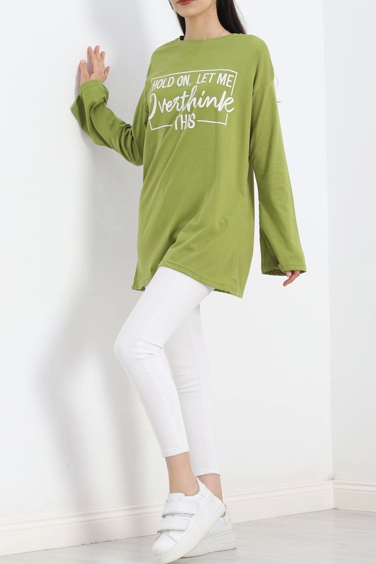 OurStyles Baskılı Oversize Suprem Tunik Açıkyeşil - 20217.1567.