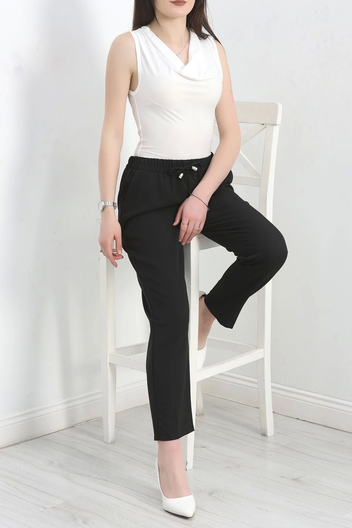 OurStyles Dabıl Bağcıklı Pantolon Siyah - 20138.1884.