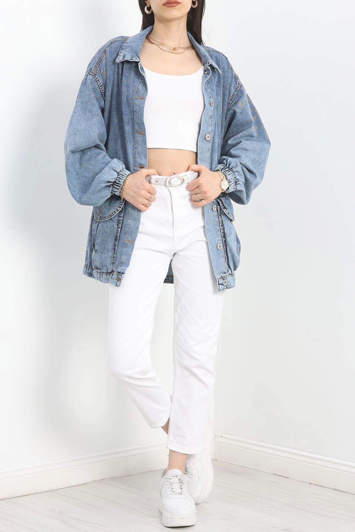 OurStyles Körüklü Cep Kot Ceket Açıkmavi5 - 20464.1778.