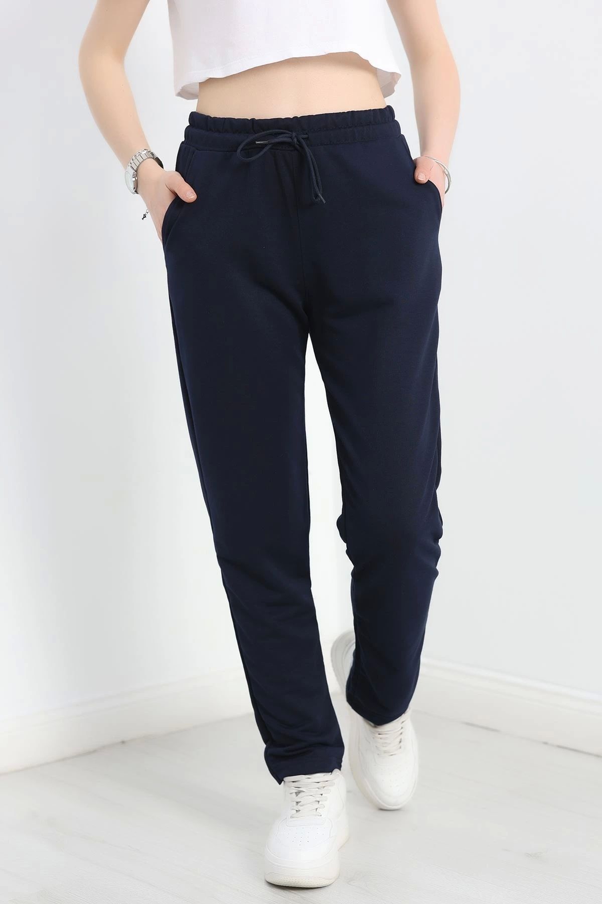 OurStyles A Kalite 2 İplik Düz Paça Eşofman Altı Lacivert - 40509.1431.
