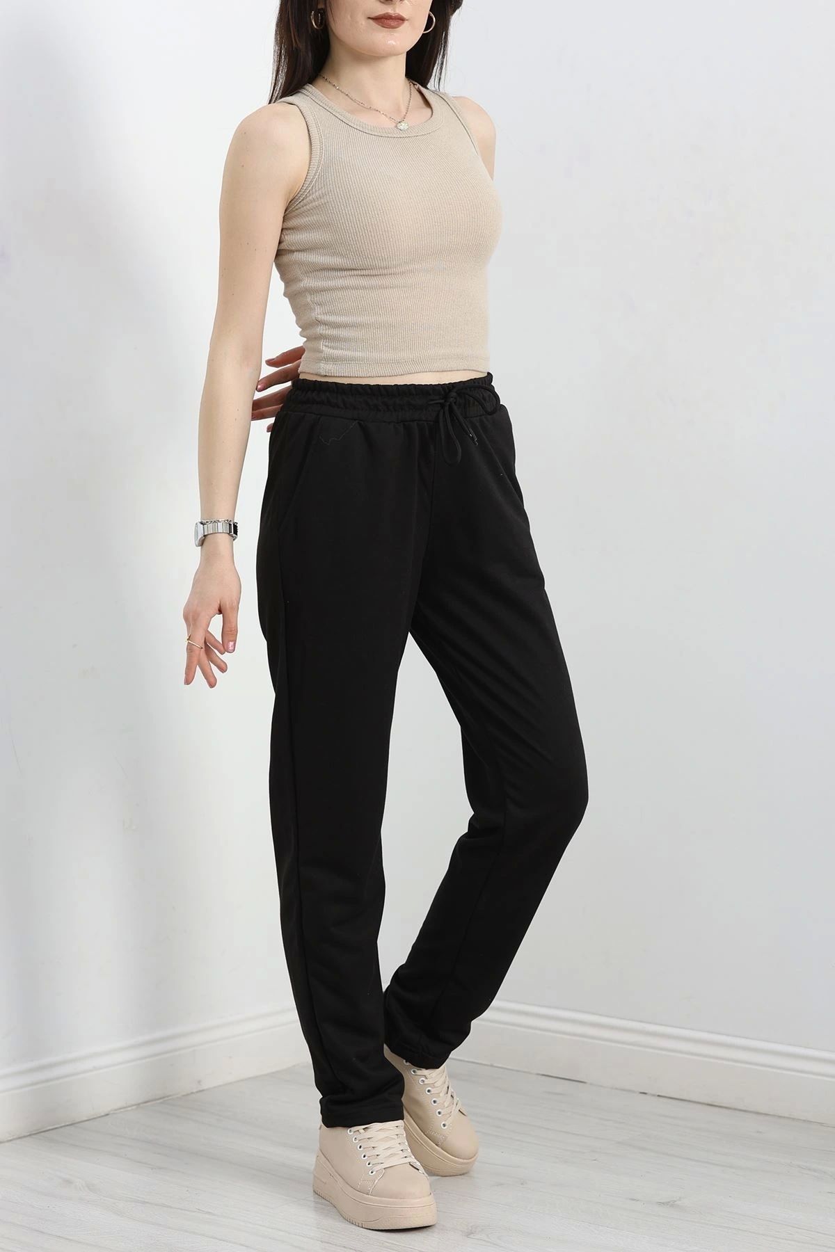OurStyles A Kalite 2 İplik Düz Paça Eşofman Altı Siyah - 40509.1431.