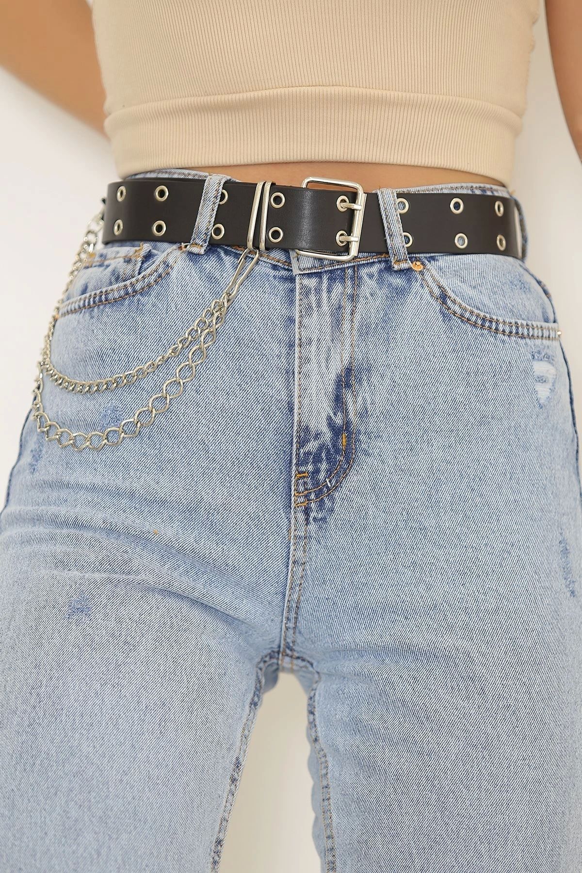 OurStyles Zincir Aksesuarlı Kemer Siyah - 6787.1140.
