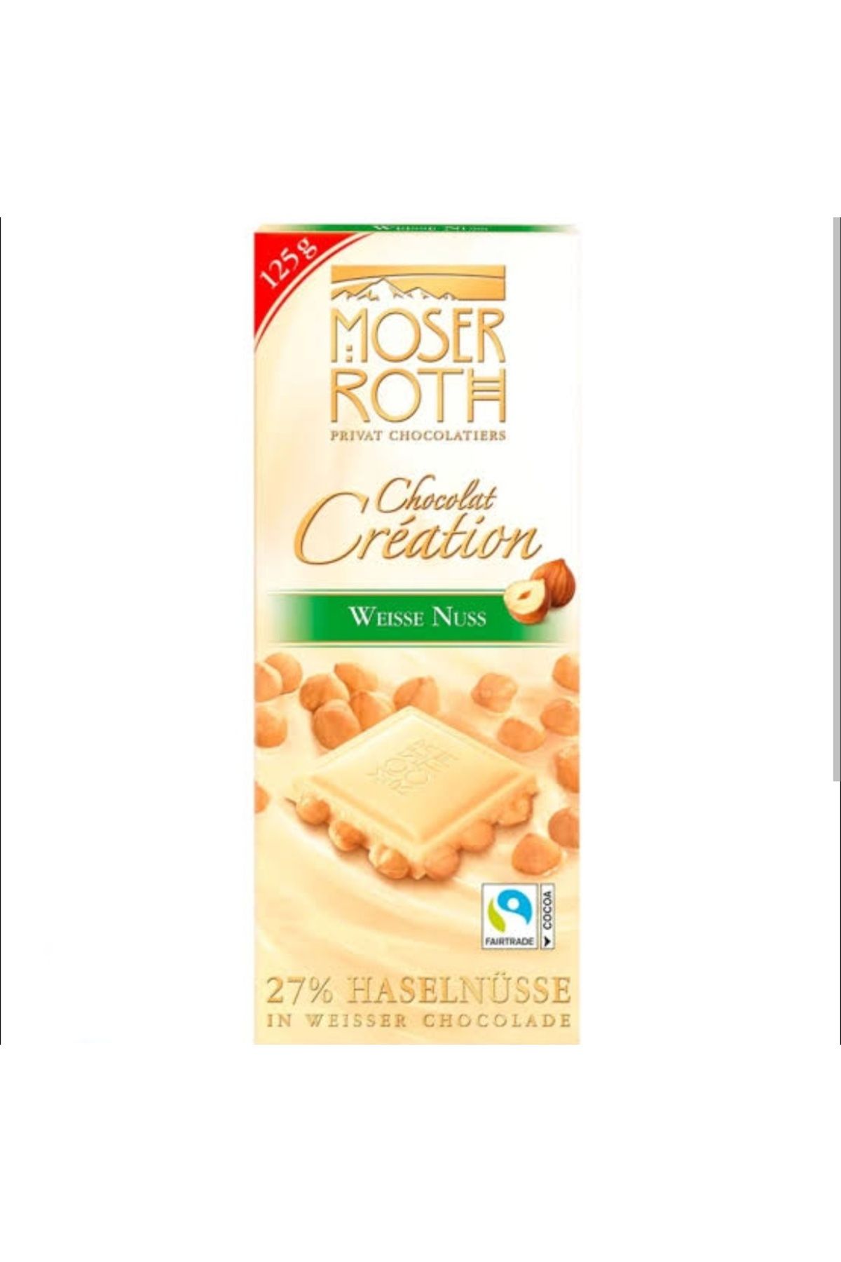 Kahvemiz Moser Roth Weisse Nuss 27% Haselnusse Beyaz Çikolata 125g
