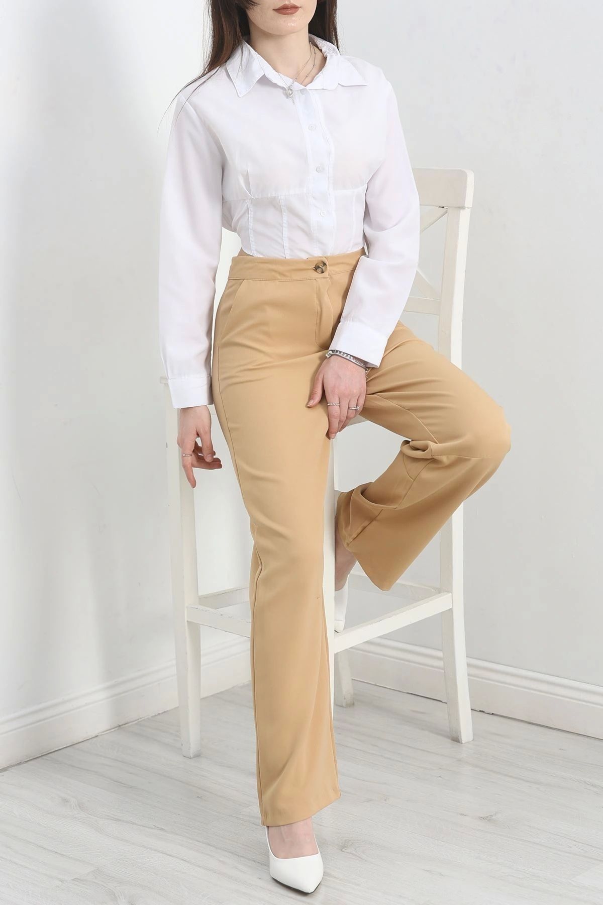 OurStyles Baggy Kumaş Pantolon Bisküvi - 30171.683.