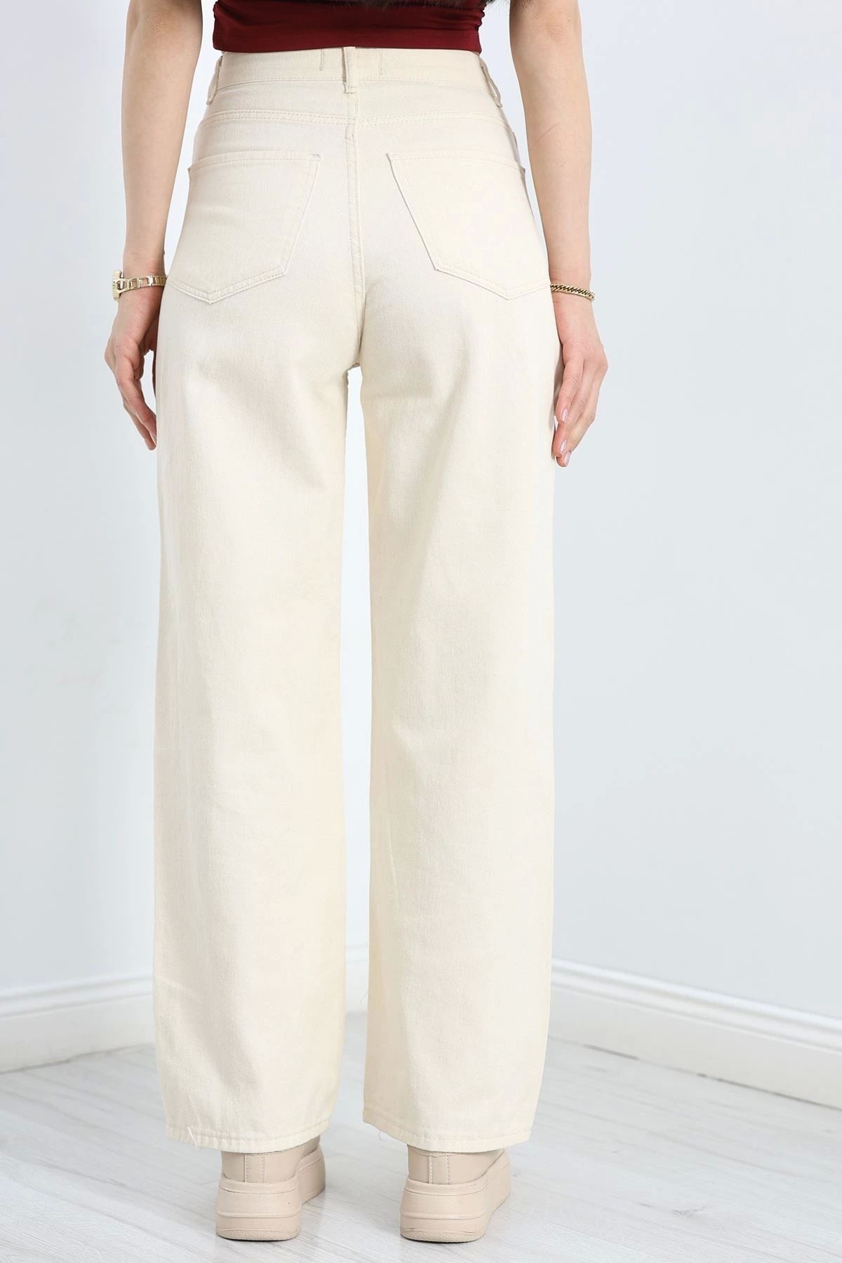OurStyles Palazzo Kot Pantolon Bej - 40465.1431.
