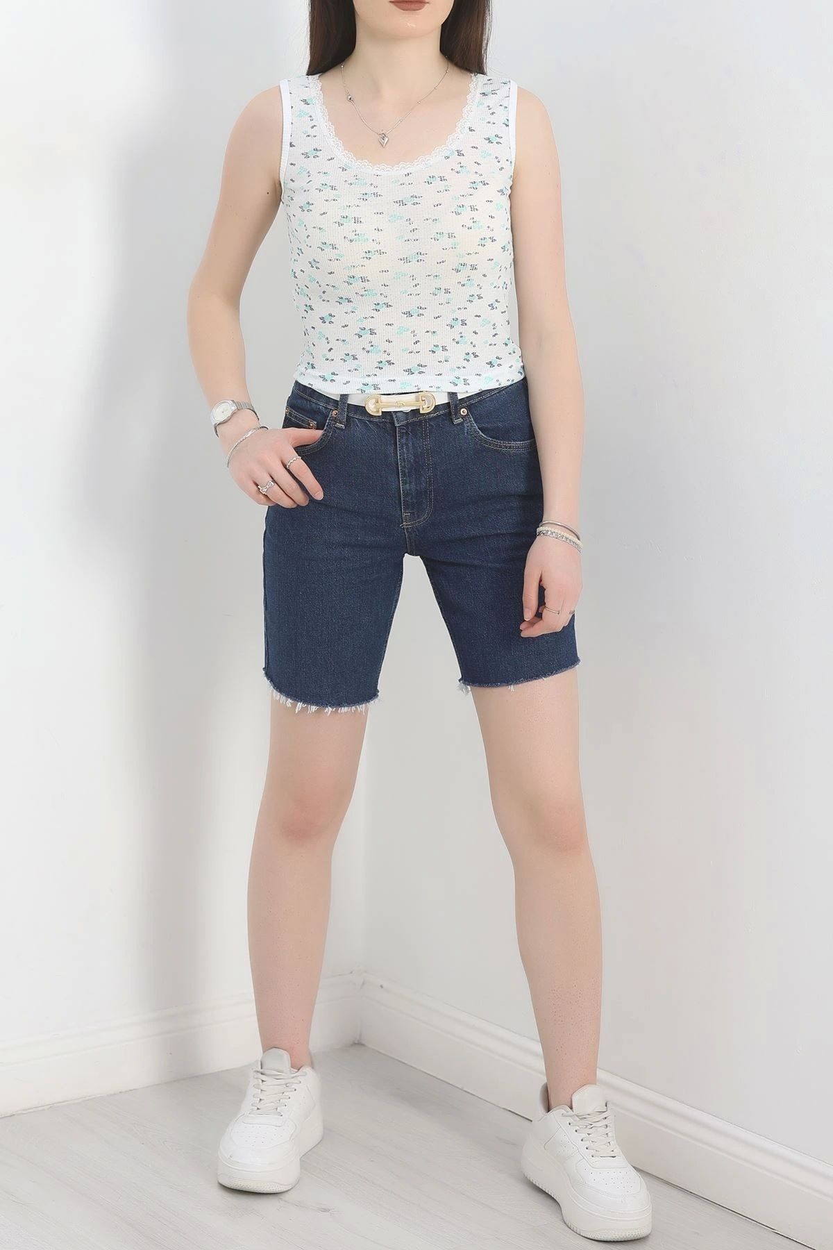 OurStyles Yaka Dantelli Atlet Beyazyeşil - 22577.1723.