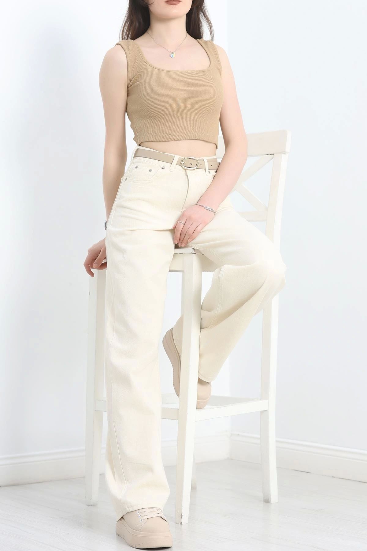 OurStyles Palazzo Kot Pantolon Bej - 19535.1431.
