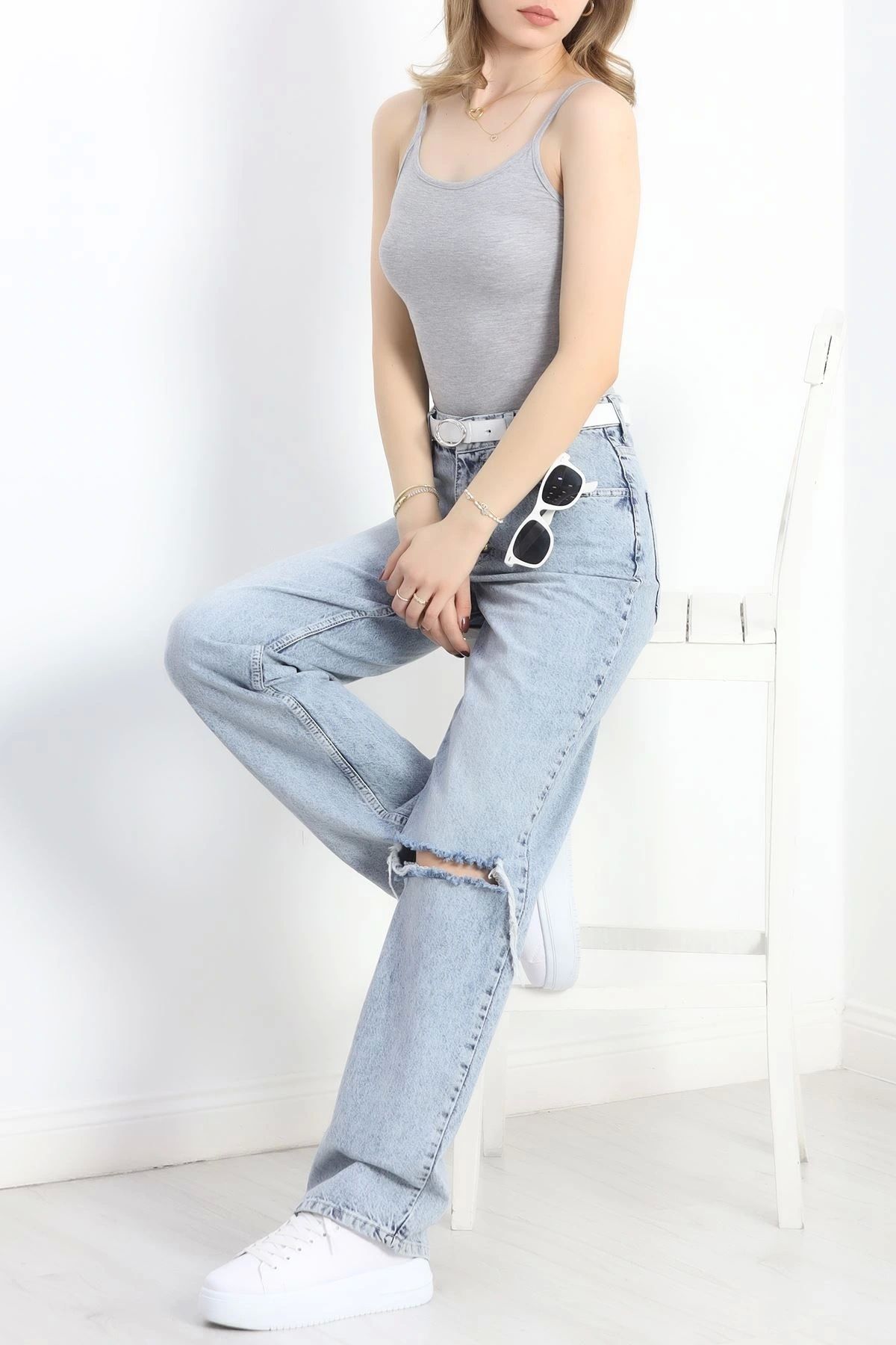 OurStyles İp Askılı Çıtçıtlı Atlet Gri - 20427.200.