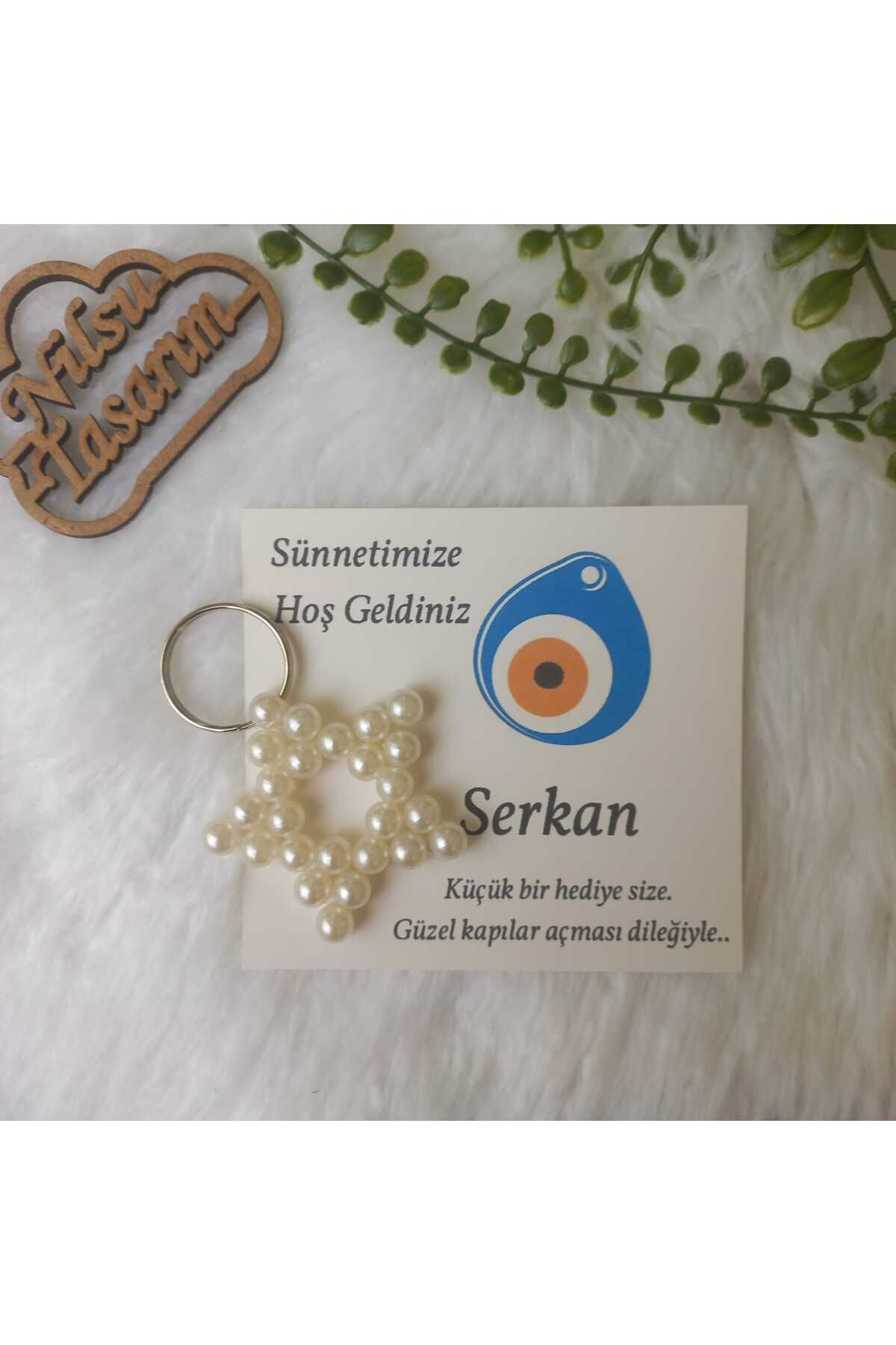 Nilsu Tasarım 15 Adet İnci Yıldız Anahtarlık-Sünnet Hediyelik
