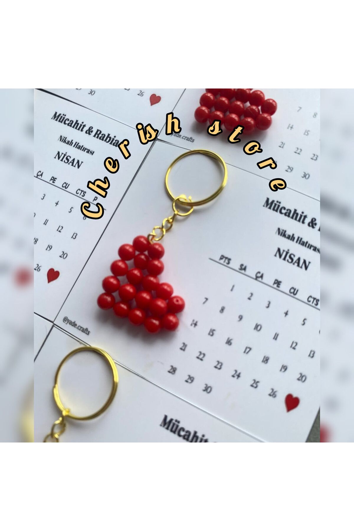 CHERİSH Kırmızı inci anahtarlık