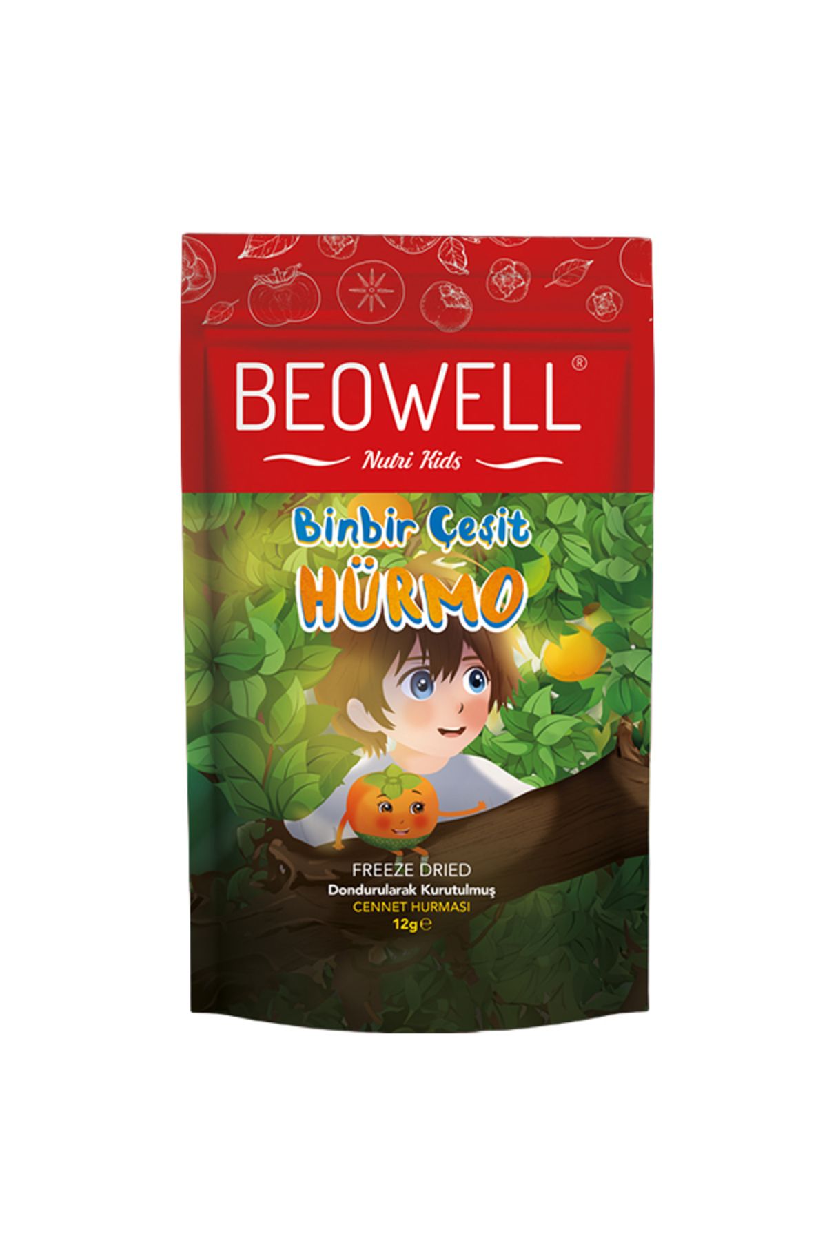 BEOWELL Binbir Çeşit Hürmo 12 g | Freeze-Dried Dondurularak Kurutulmuş Cennet Hurması Atıştırmalığı
