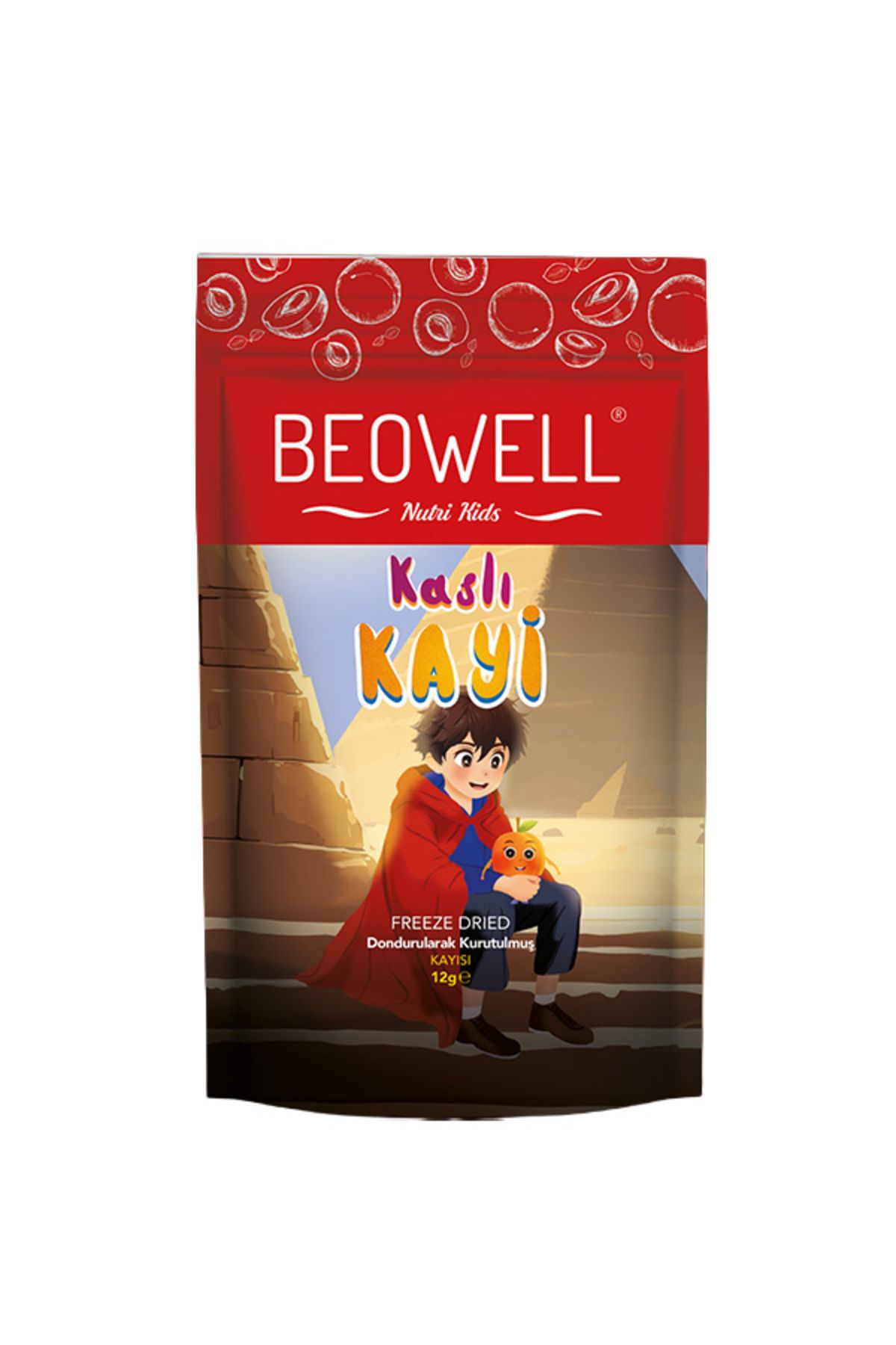 BEOWELL Kaslı Kayi 12 g | Freeze-Dried Dondurularak Kurutulmuş Kayısı Atıştırmalığı