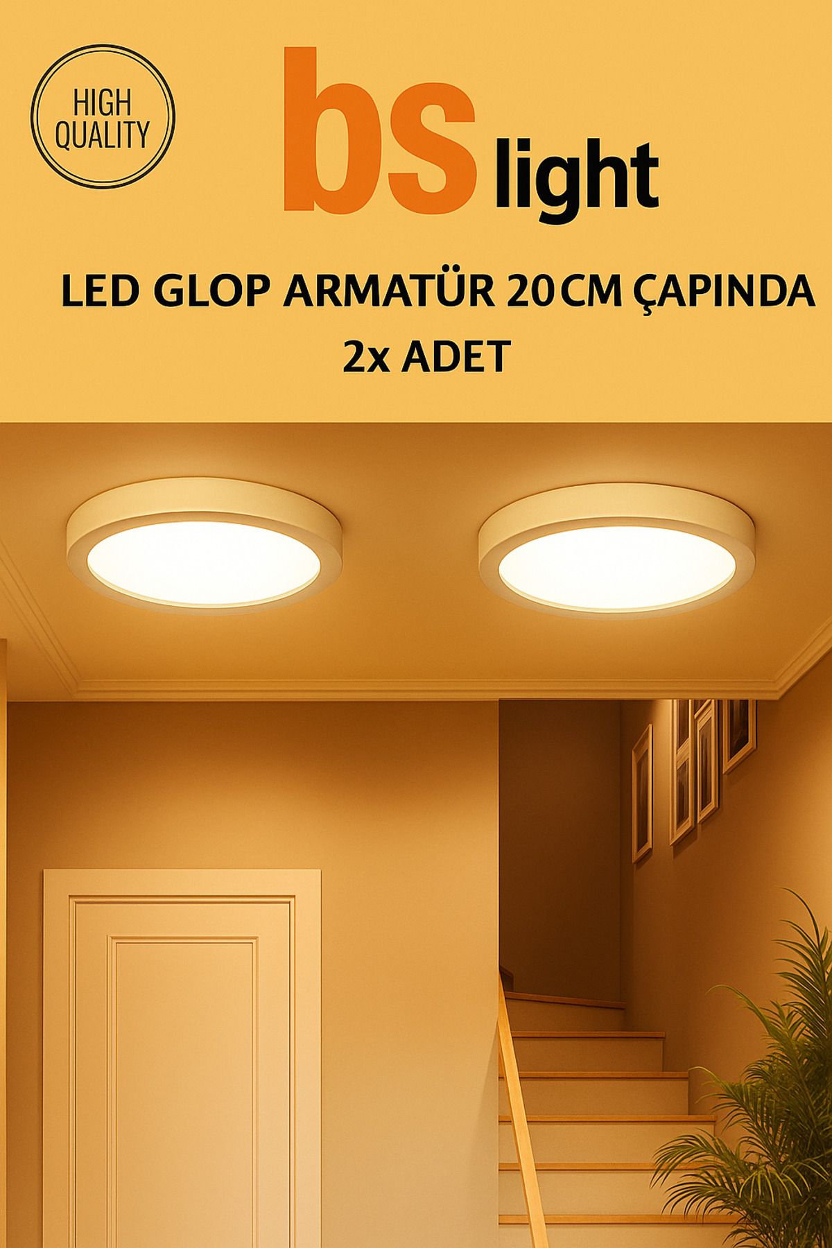 Bs Light 2x18W LED Panel Sıva Üstü Armatür –Günışığı- Led Avize Tavan Lambası Glop Aplik Banyo Balkon Koridor