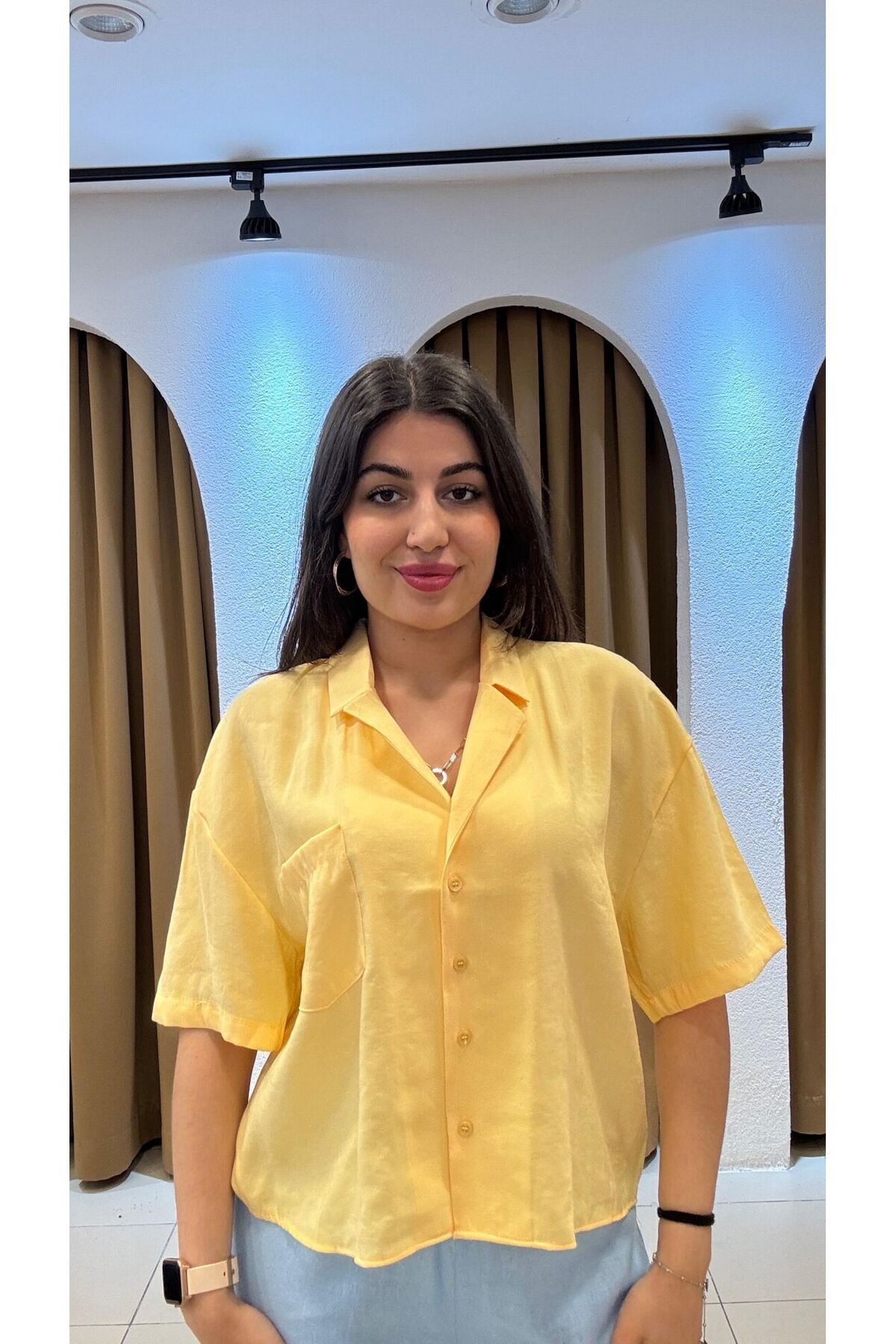 SUNAYBUTİK SARI OVERSİZE GÖMLEK