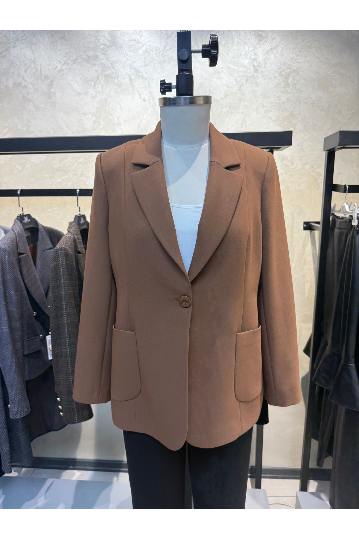 Merkür Tarçın Kahverengi Tek Düğmeli Blazer Ceket