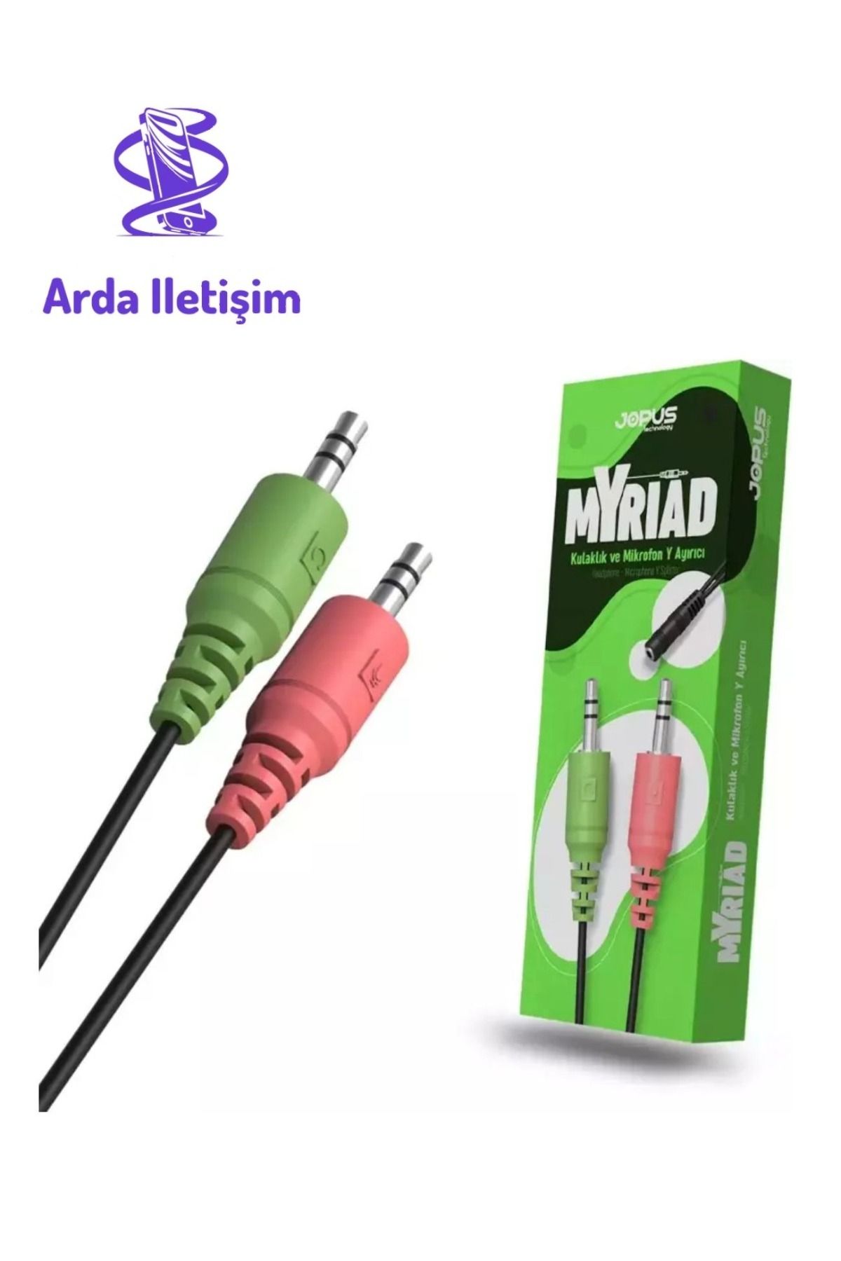 ARDA İLETİŞİM Jopus 3.5mm Myriad Mikrofon Kulaklık Ayirici Y Kablo AUX Kablosu JO-AC01