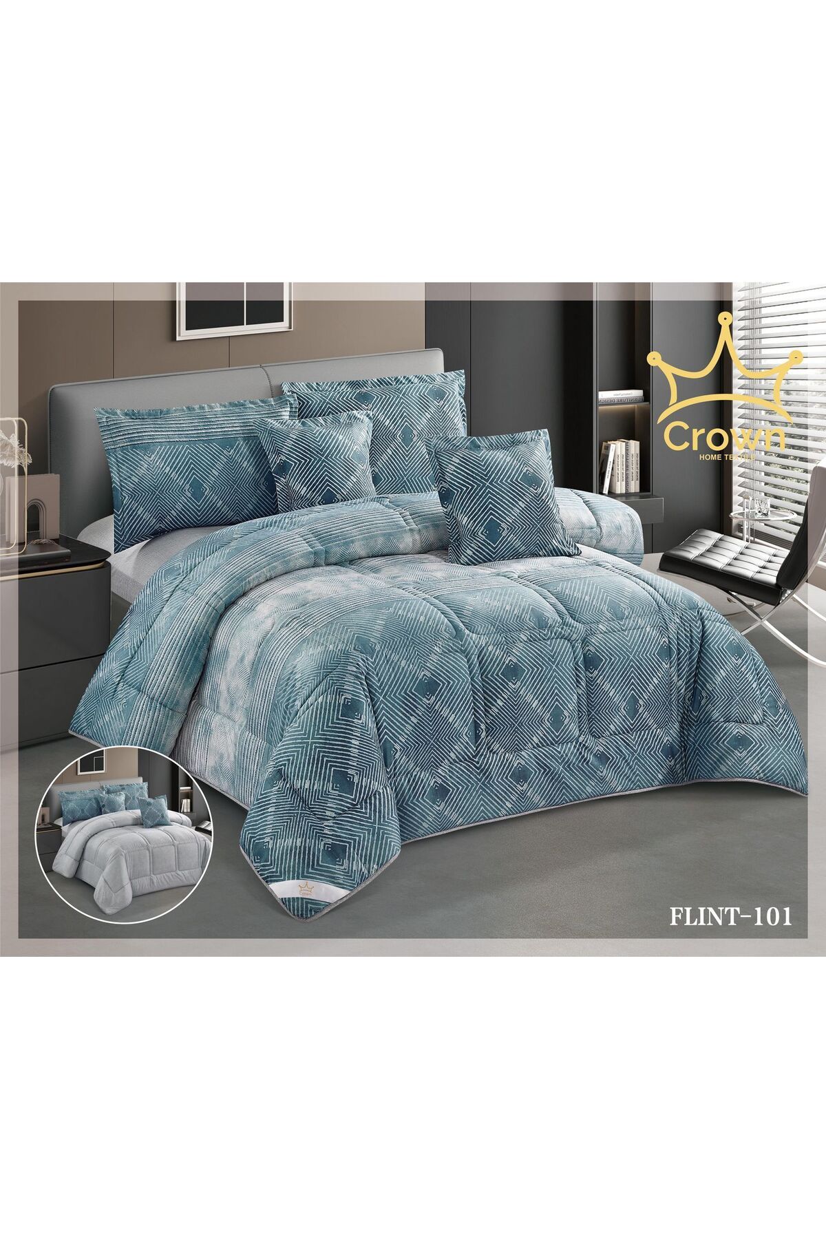 Generic-6-piece double bed sheet, center filling, two-sided, plain, in distinctive colors 6