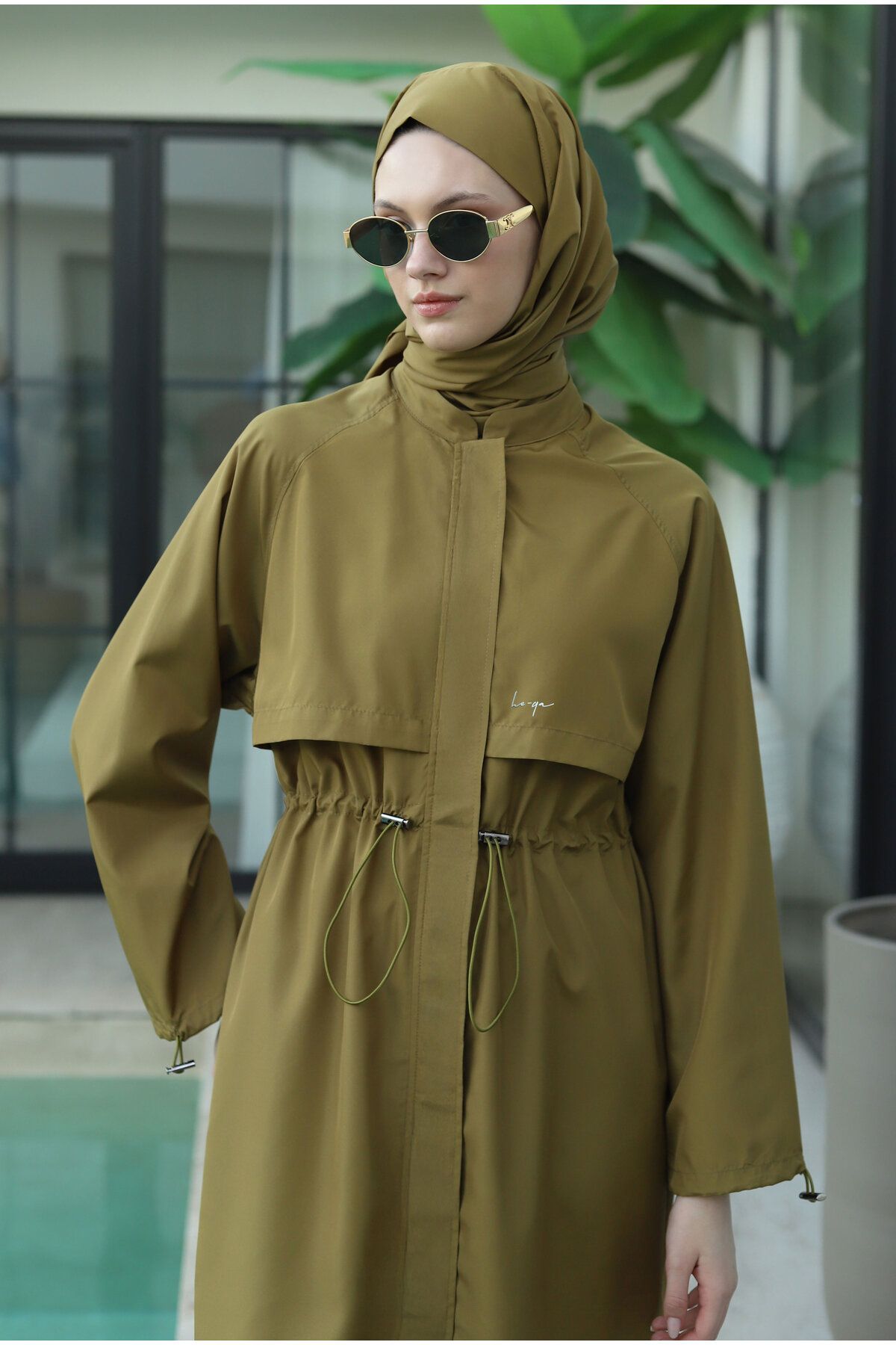 HEQA Reglan Kol Yüzme Takımı Yağ Yeşili