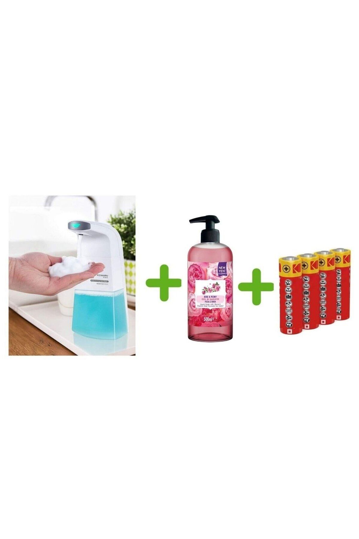 Sia SENSÖRLÜ FOTOSELLİ SIVI SABUNLUK,PİLLER DAHİL 21X10X5CM VE BİR ADET 500 ML SIVI SABUN GÜL KOKULU