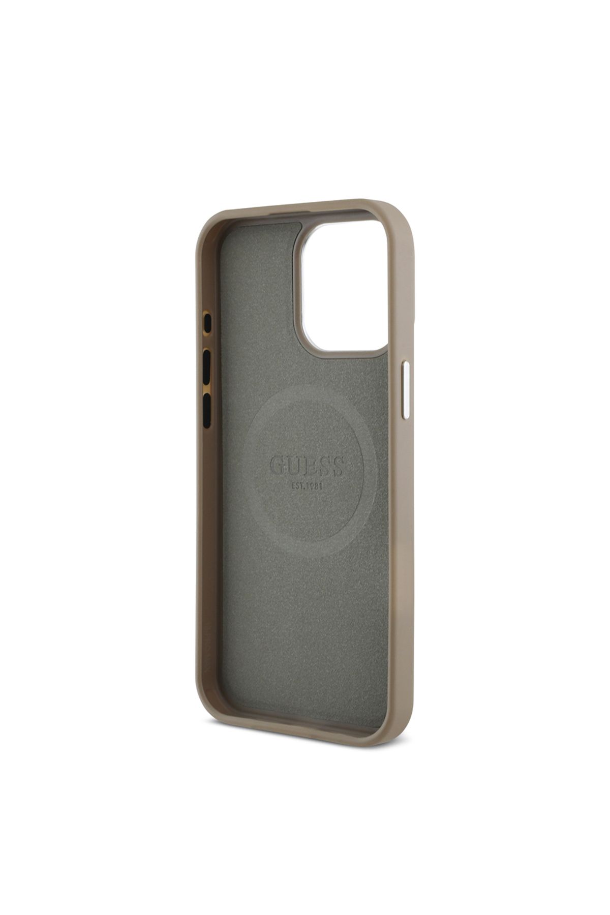 کاور و قاب APPLE IPHONE 14 PRO MAX CASE GUESS مجوز M SAFA شارژ مثلث خاکستری پوشش قهوه ای Guess