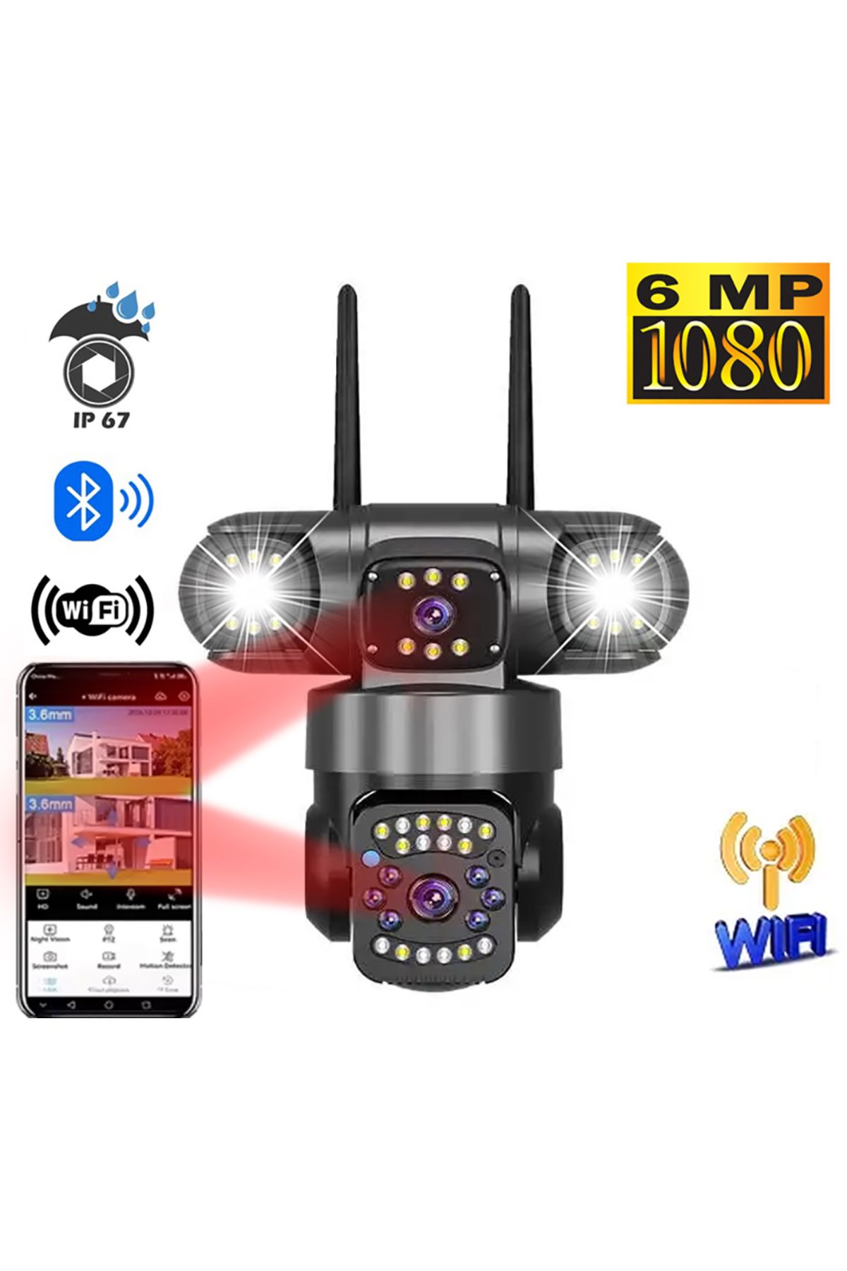 Venas 2 Kameralı Full Hd Yapay Zekalı Wifi Kablosuz Hareket Takipli Alarmlı Güvenlik Kamerası