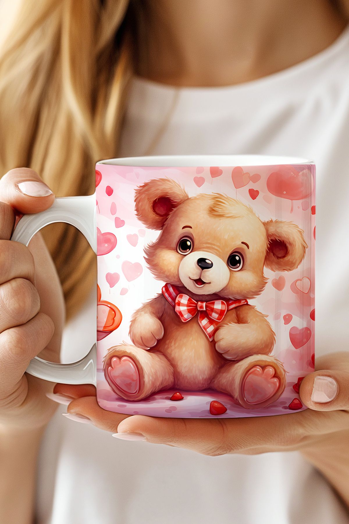 expreshediye 3dD Peluş Ayı, Teddy Bear Baskılı 3D Kupa Bardak