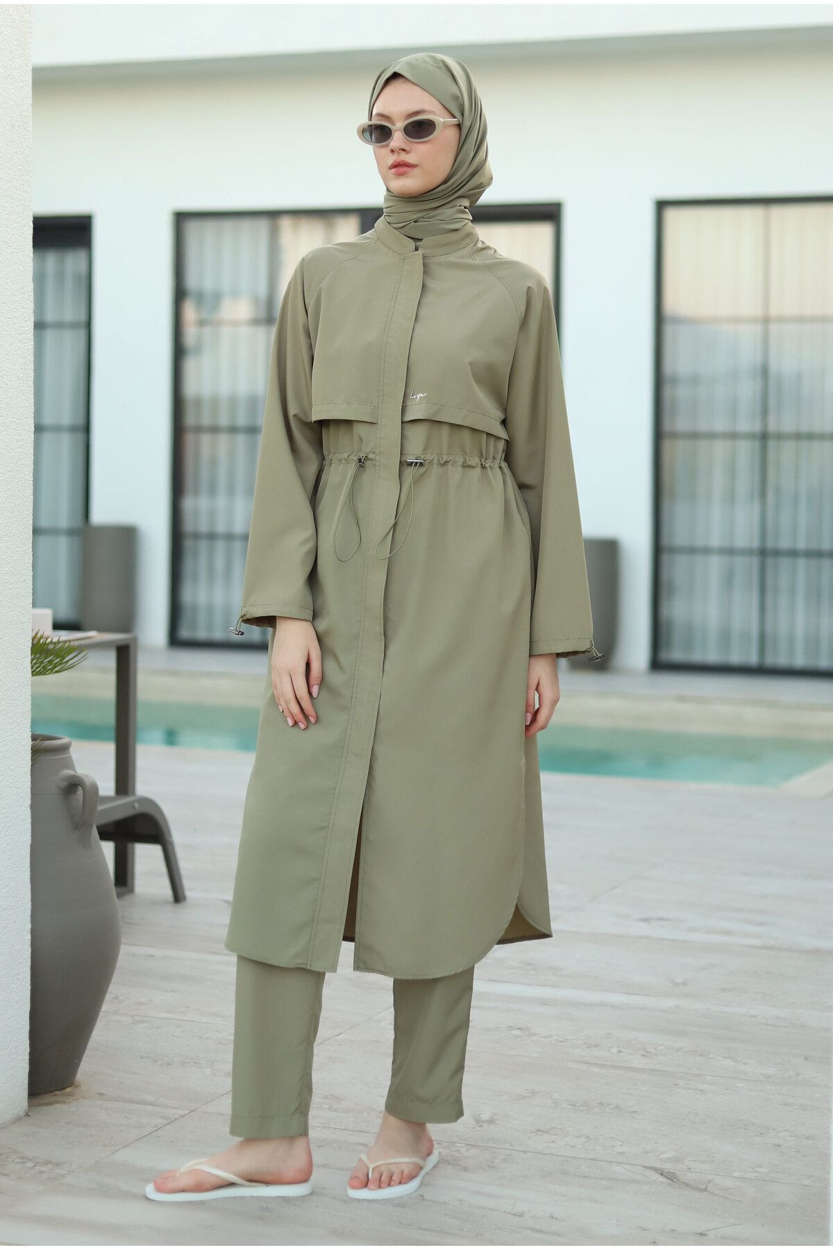 HEQA Reglan Kol Yüzme Takımı Açık Haki