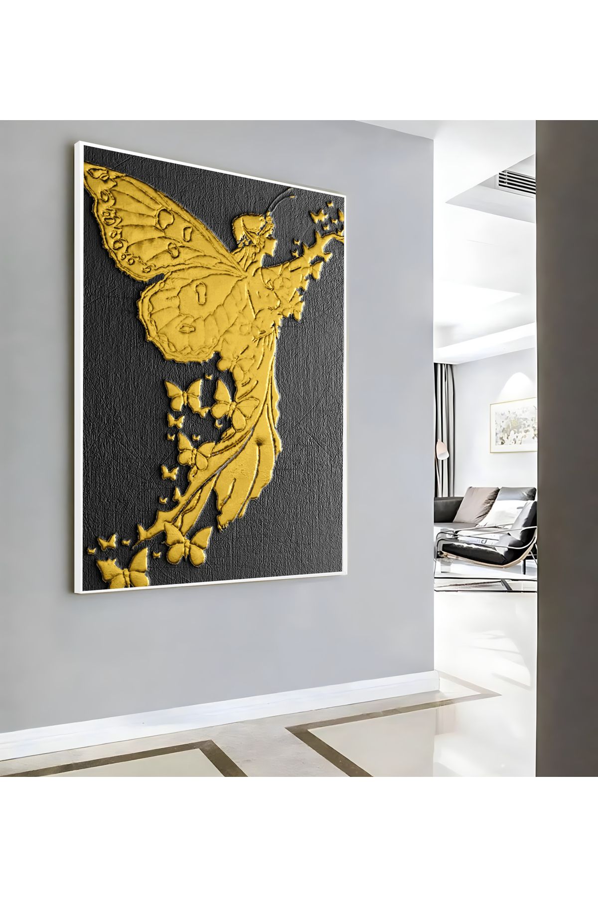 Harikabirev HARİKABİREV|GOLD SOYUT MELEK ( CKD-102) |ÇERÇEVELİ KANVAS TABLO CKDİKEY