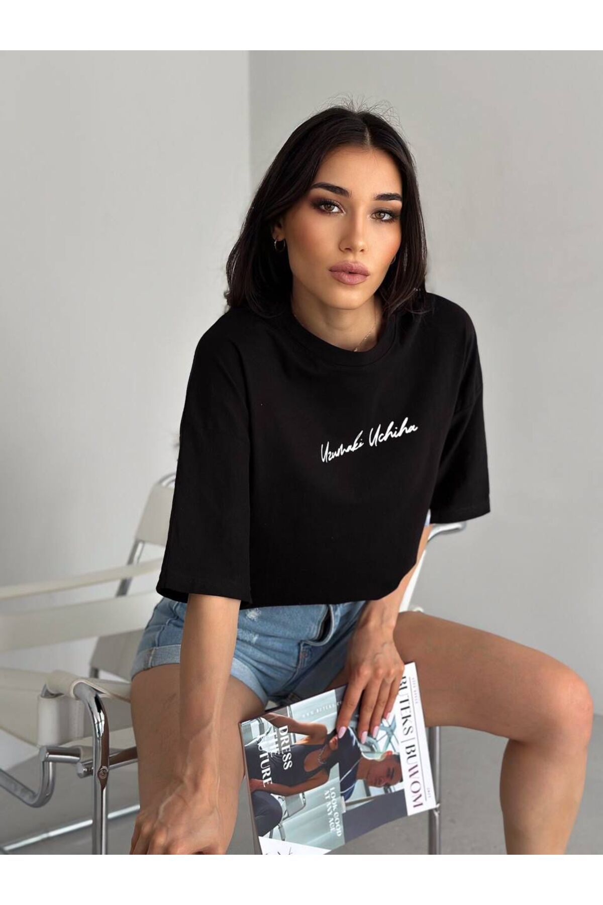 JAKARLI ARASMEN PREMİUN Unisex Siyah Bisiklet Yaka Oversize T-shirt