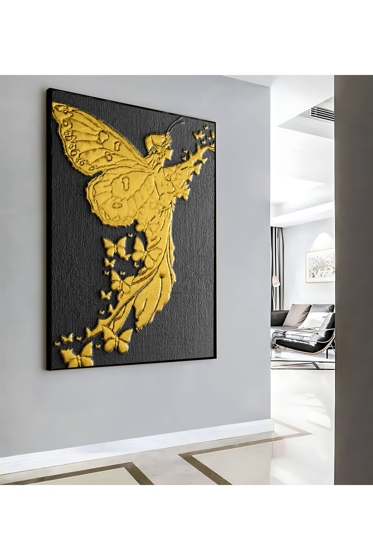 Harikabirev HARİKABİREV|GOLD SOYUT MELEK ( CKD-102) |ÇERÇEVELİ KANVAS TABLO CKDİKEY