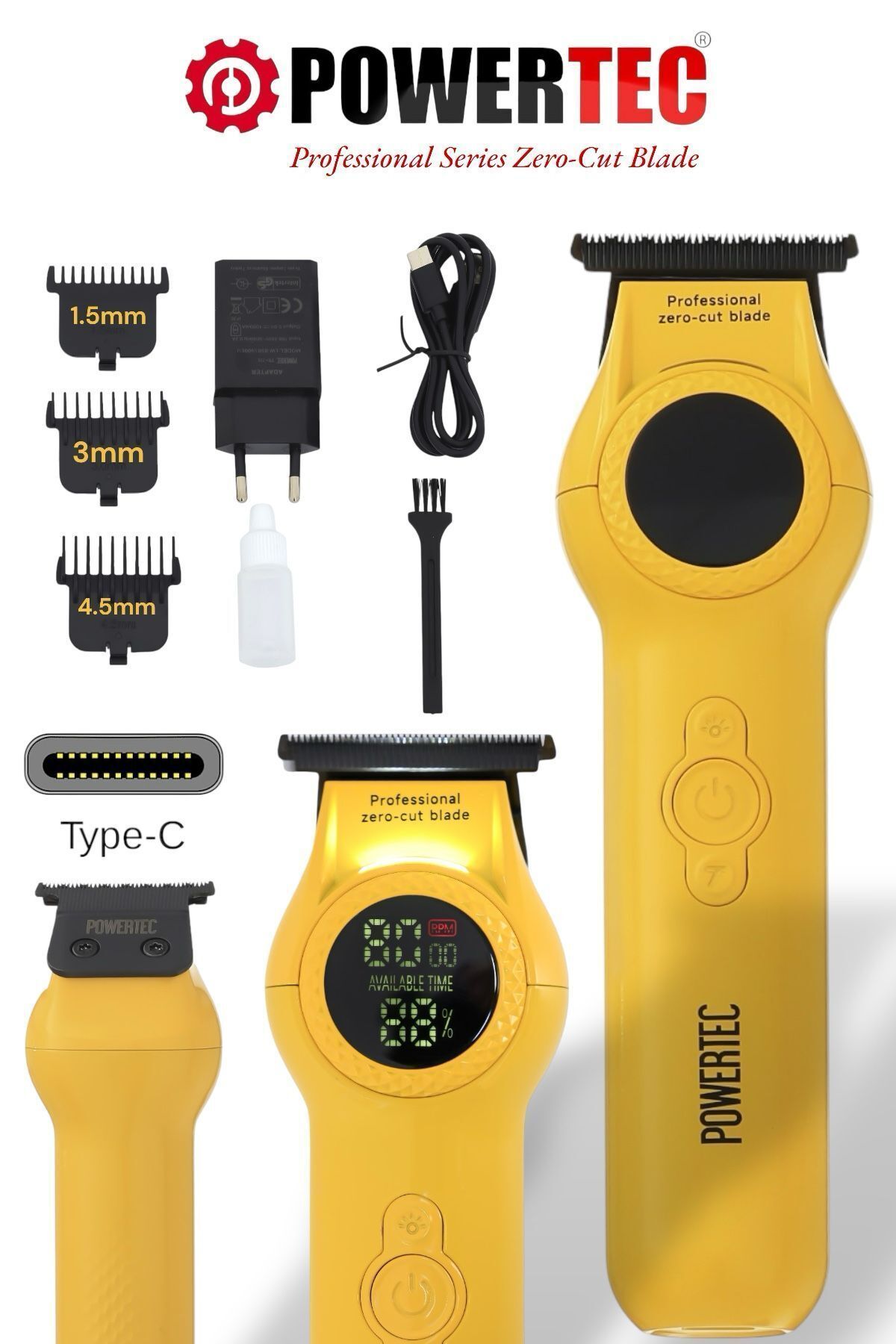 teknotrust TR-770 Profesyonel Usb Şarjlı Sakal Ense Vücut Tıraş Makinesi (Zero Cut Blade)