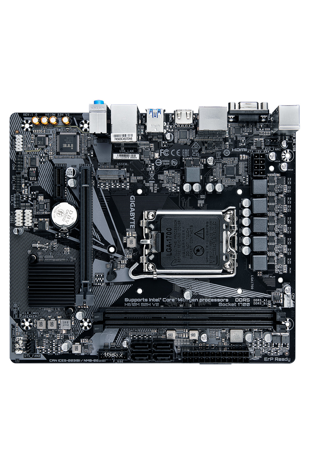 Gigabyte-H610M S2H V2، rev.1.0، 5600 ميجا هرتز، 2xDDR5، M.2، D-SUB، 2xDP، HDMI، 12-13-14.جيل، LGA1700 Sok 8